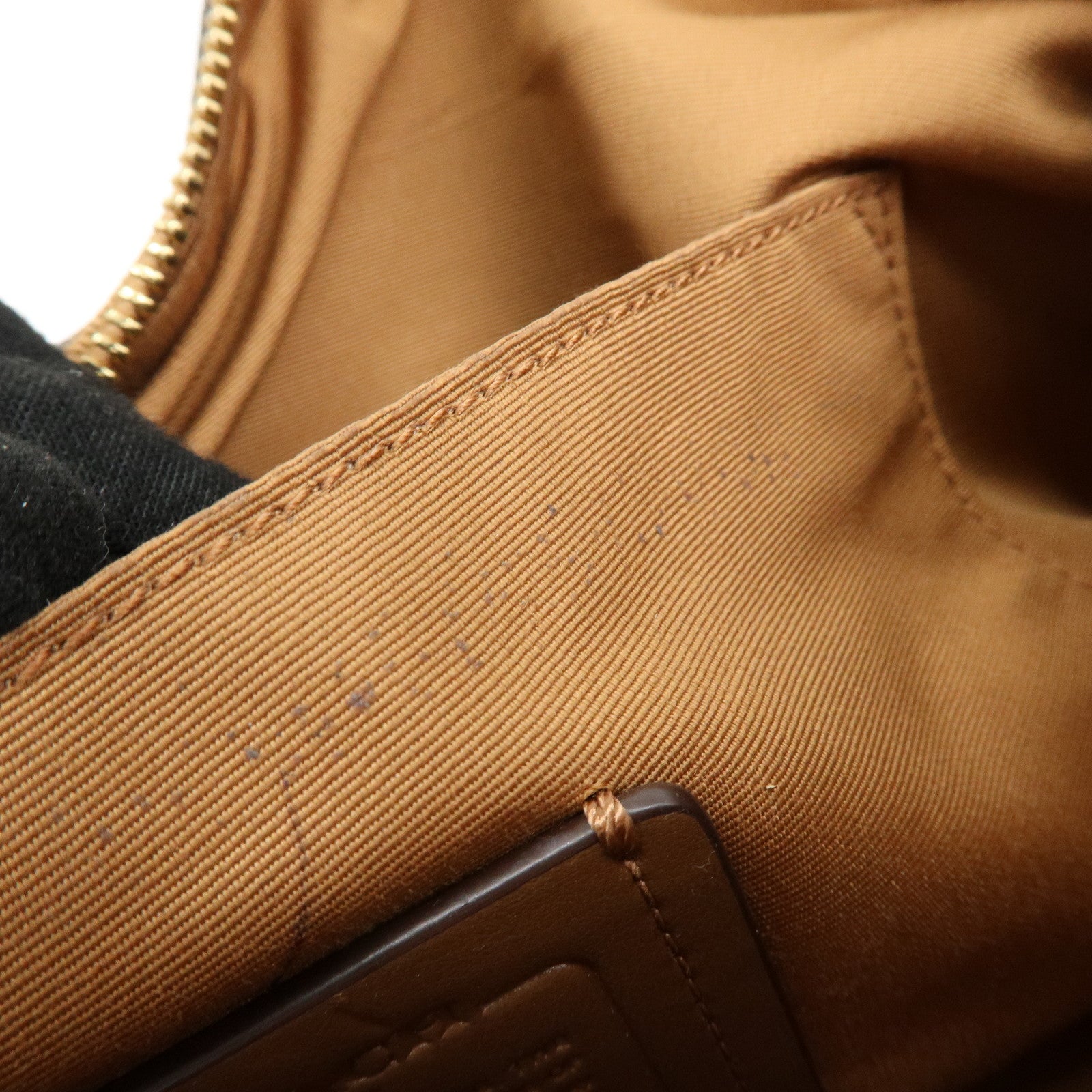 COACH Logo Leather Shoulder Bag Hand Bag Camel