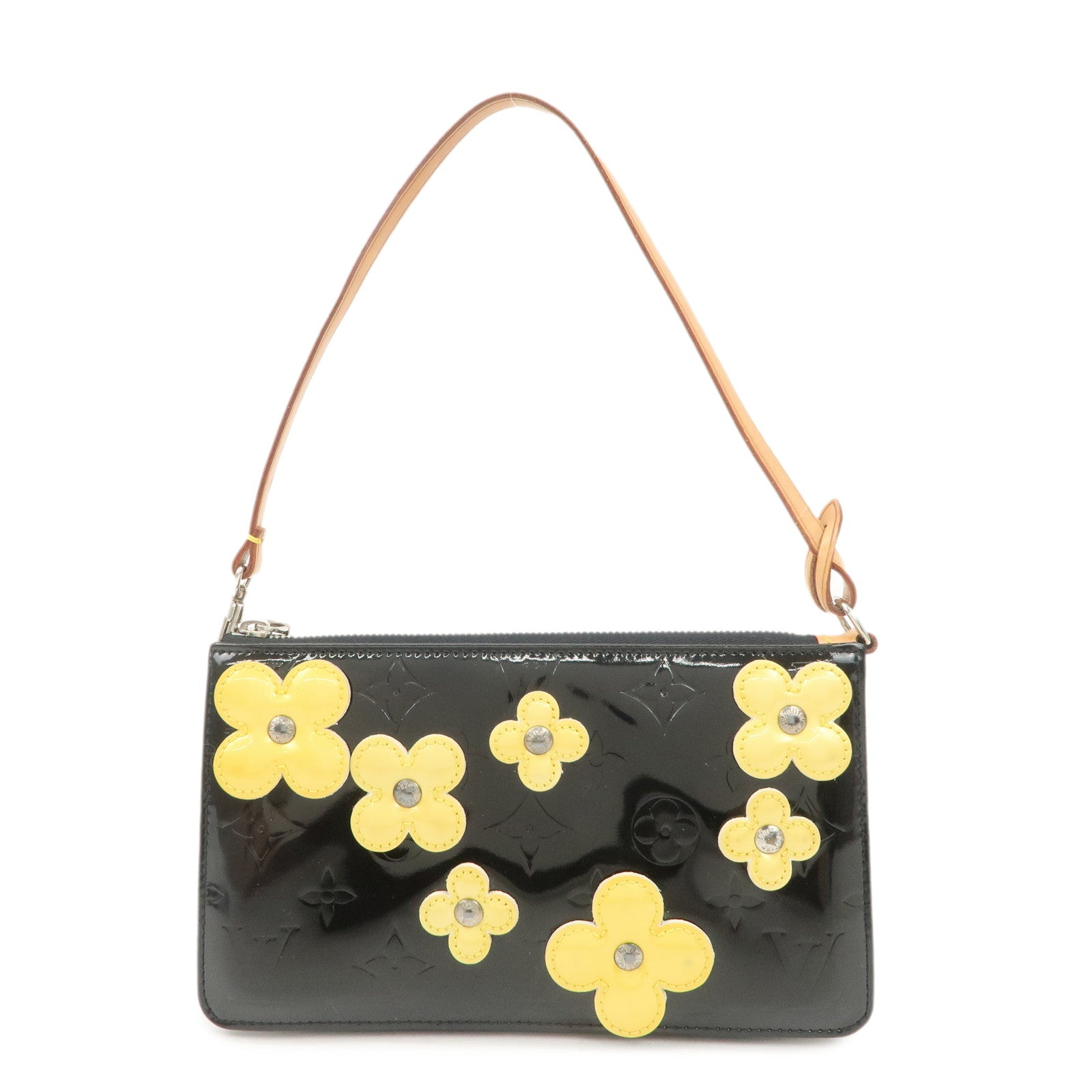 Louis Vuitton Monogram Vernis Flower Lexington Hand Bag Noir M92245 Used