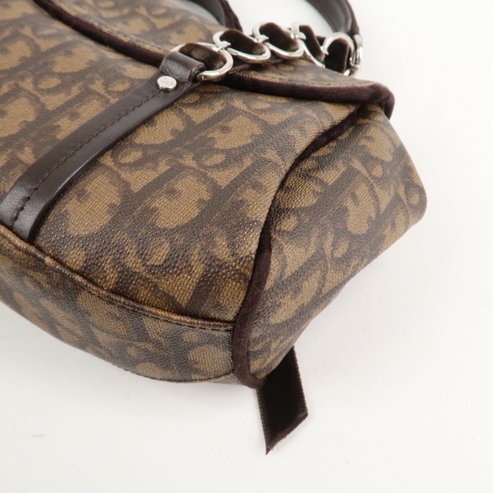 Christian Dior Trotter Romantic PVC Suede Hand Bag Brown