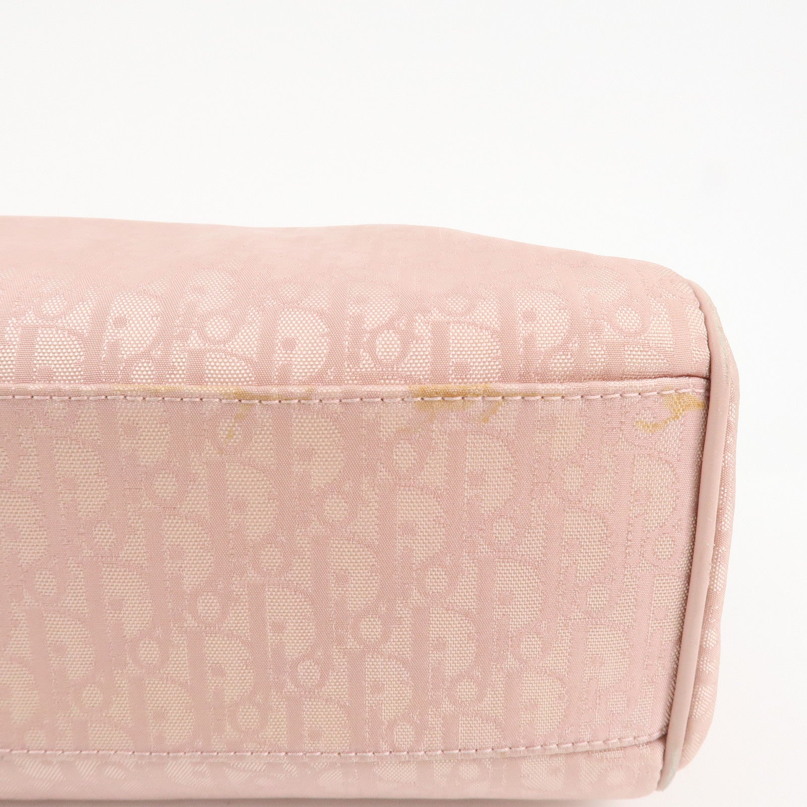 Christian Dior Trotter Leather Nylon Hand Bag Shoulder Bag Pink Used