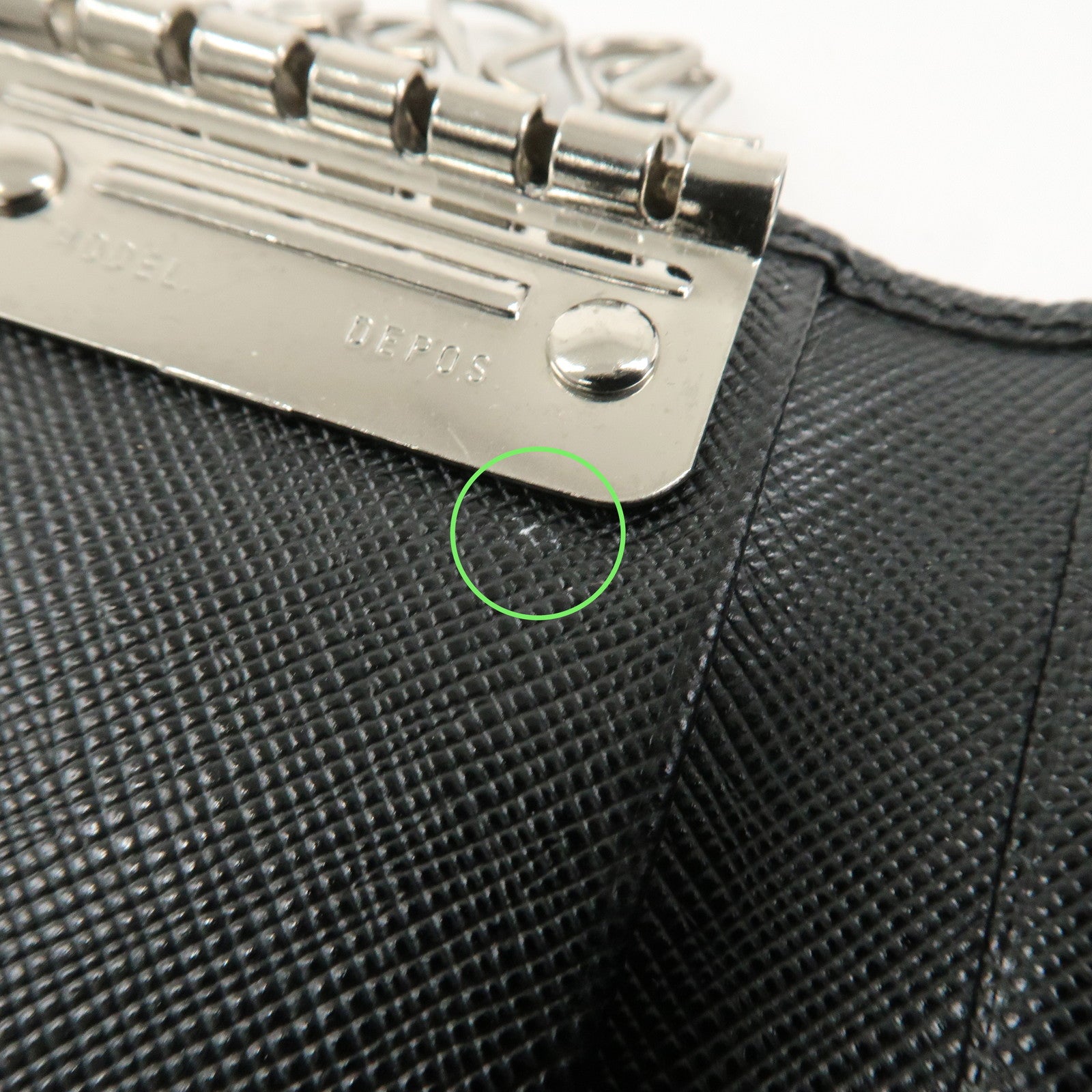 PRADA Triangle Logo Saffiano Leather Key Case Black 1M0222 Used