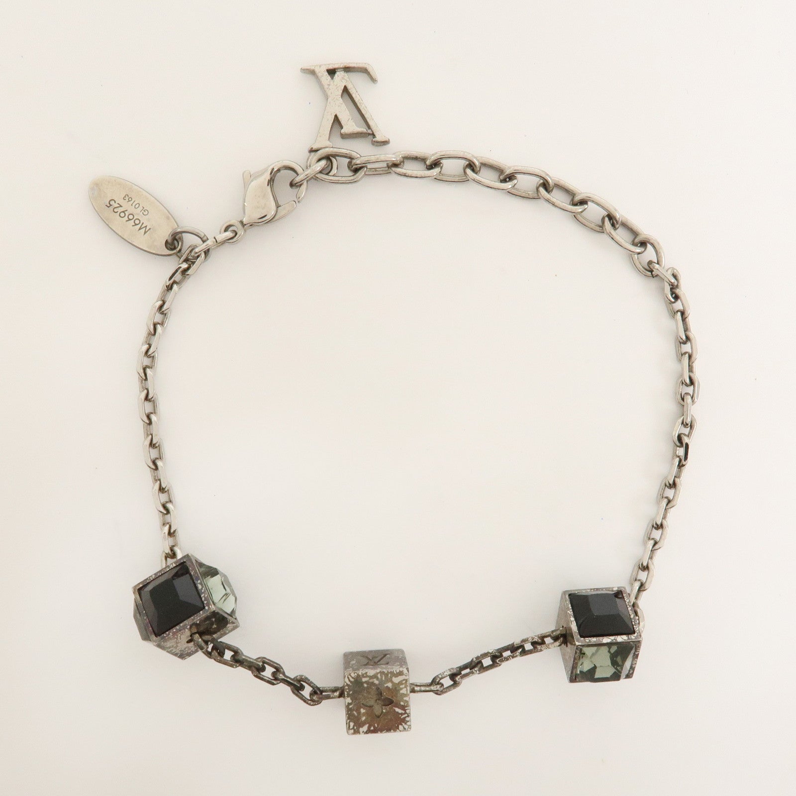 Louis Vuitton Metal Rhinestone Bracelet Gamble Silver M66925