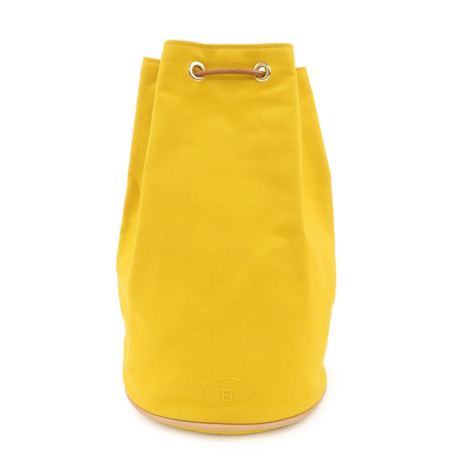 HERMES Porochon Mimil Canvas Leather PM Shoulder Bag Yellow