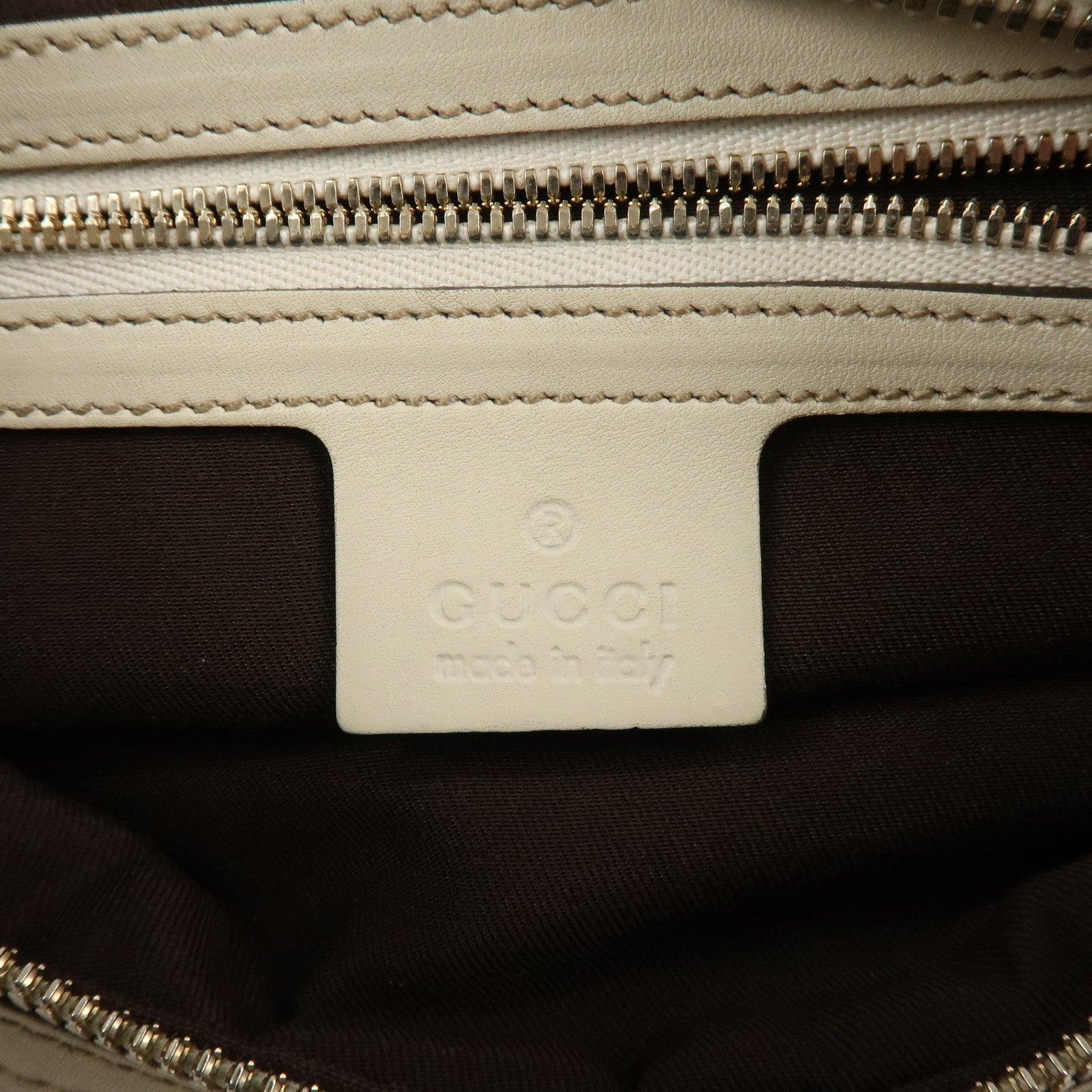 GUCCI Horsebit Bamboo Leather Shoulder Bag Ivory 154378