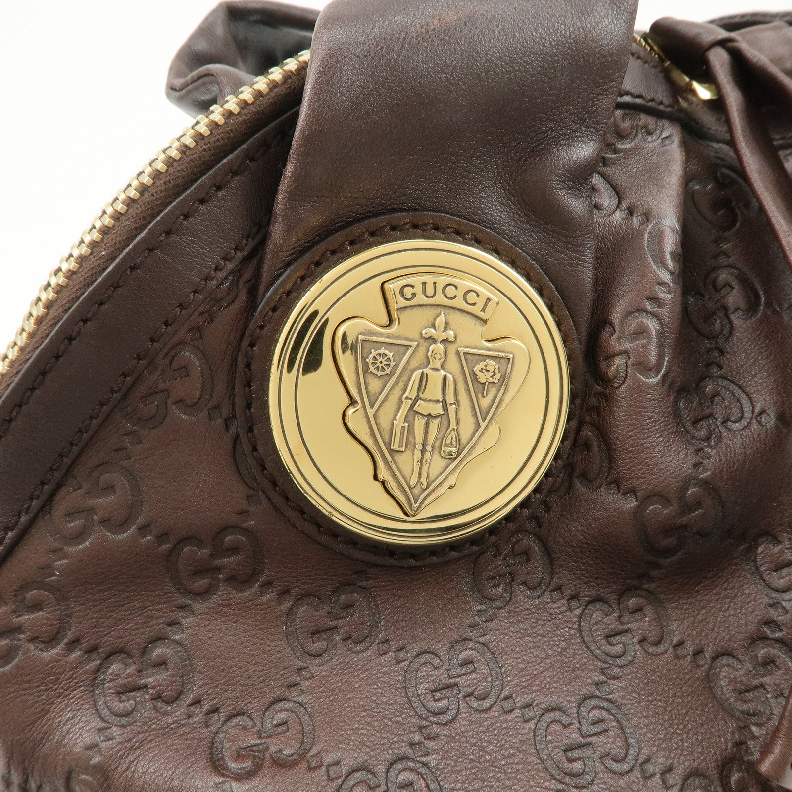 GUCCI Guccissima Histoire Leather Tote Bag Dark Brown 197019 Used