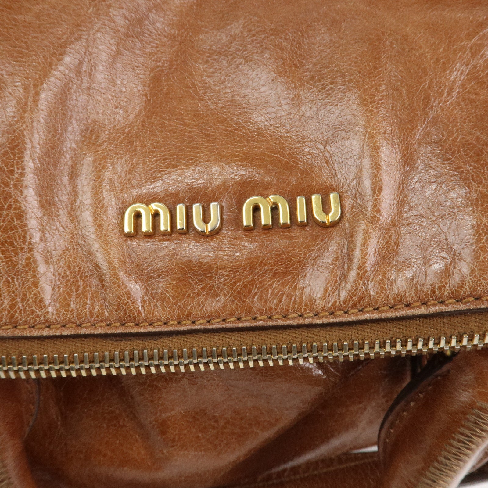 MIU MIU Leather 2Way Ribbon Shoulder Bag Hand Bag Brown RT0365