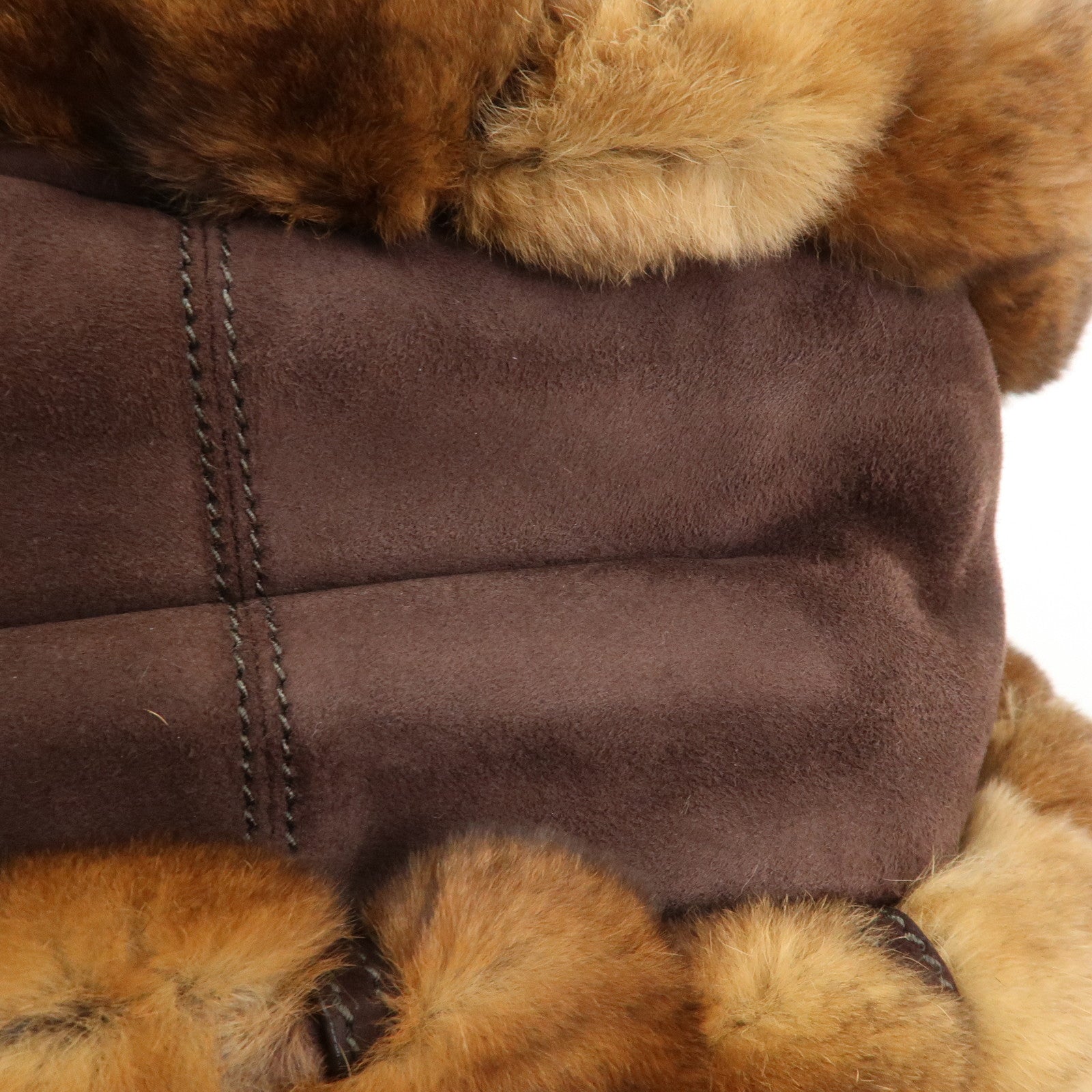 Ferragamo Gancini Suede Fur Hand Bag Brown BW-21 B372