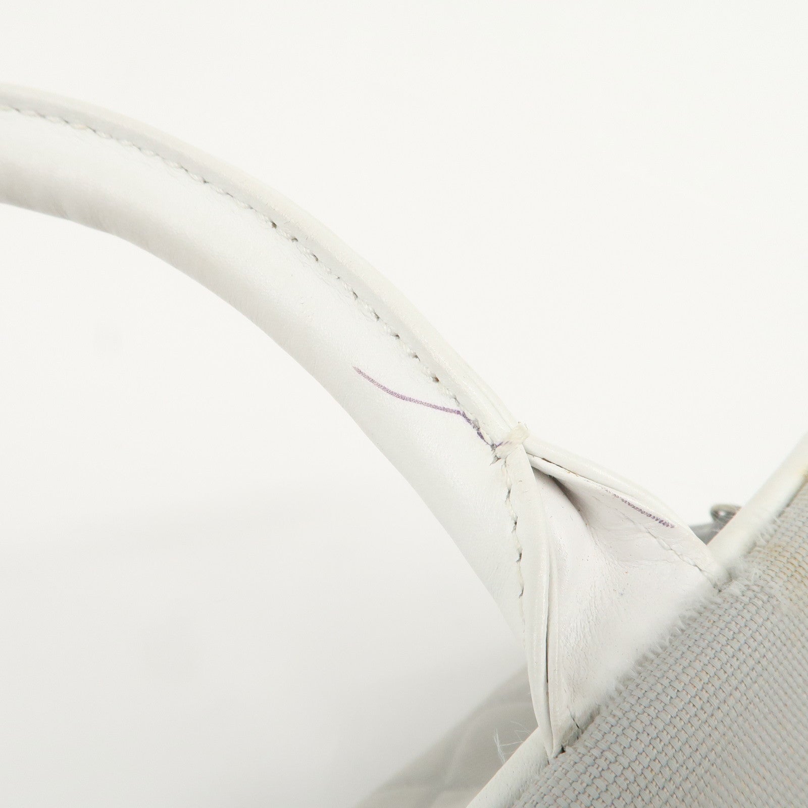 CHANEL Sport Line Canvas Leather Boston Bag Hand Bag Gray White