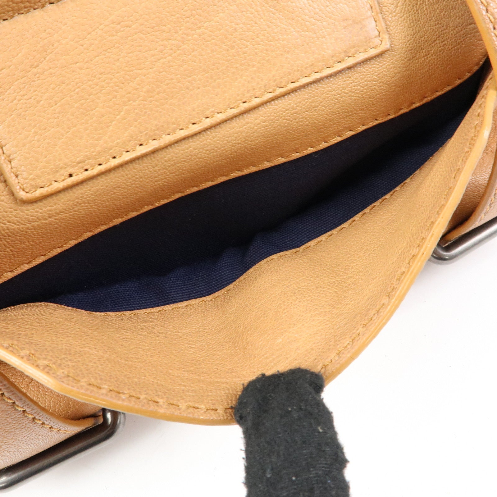 CELINE Logo Leather Hand Bag Boston Bag Hand Bag Brown