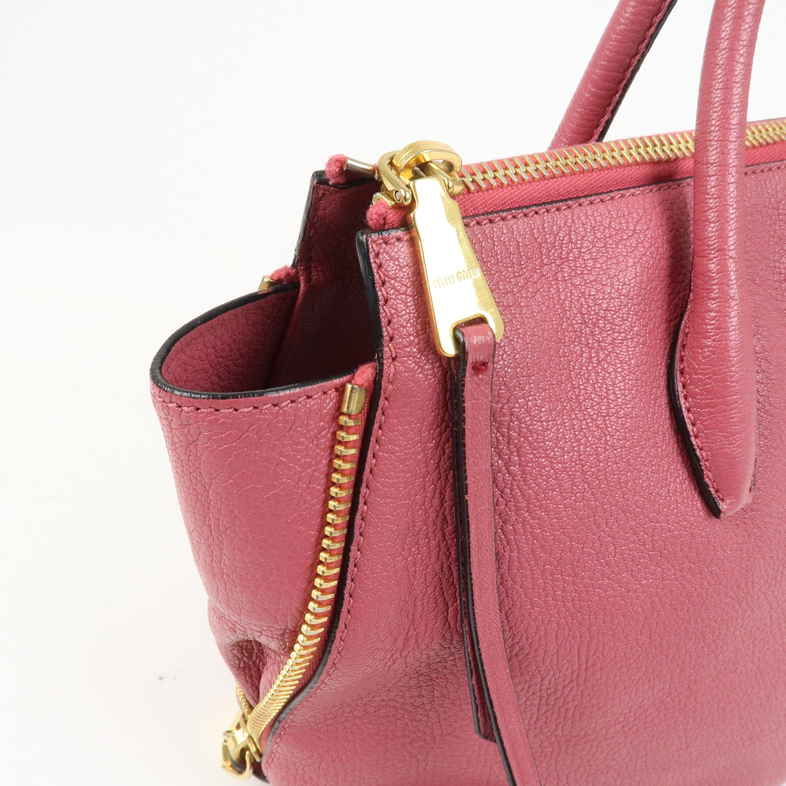 MIU MIU Logo Madras Leather 2WAY Bag Hand Bag Shoulder Bag RN1016
