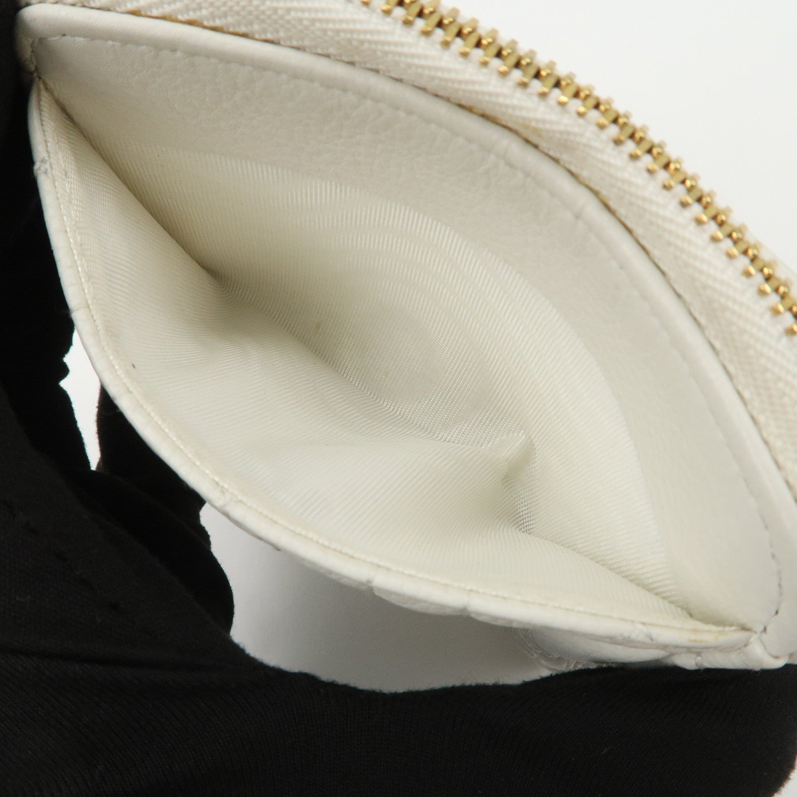 Christian Dior Cannage Caro Leather Heart Coin Case White