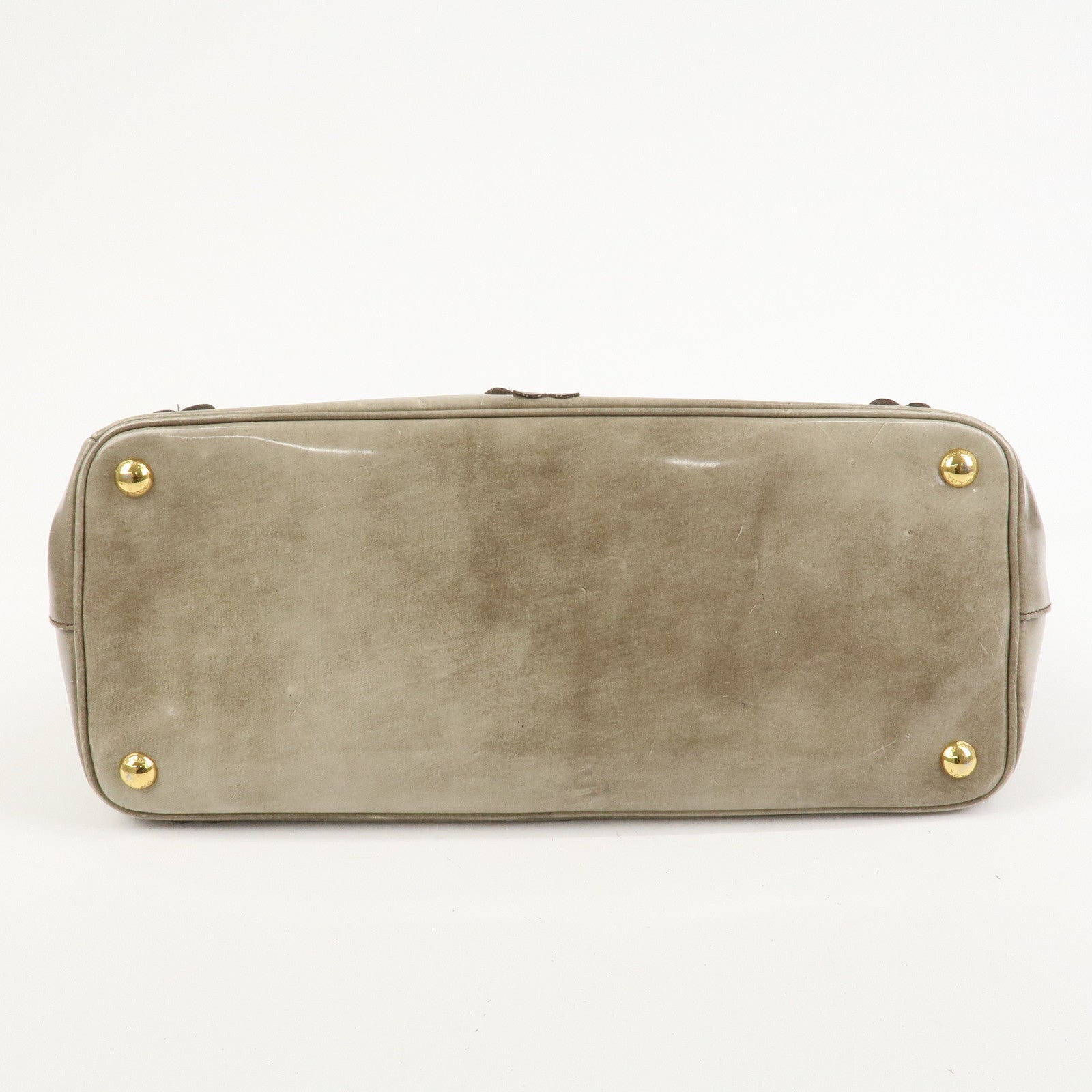 PRADA Patent Leather Flower Galleria 2Way Tote Bag Greige BB2274F