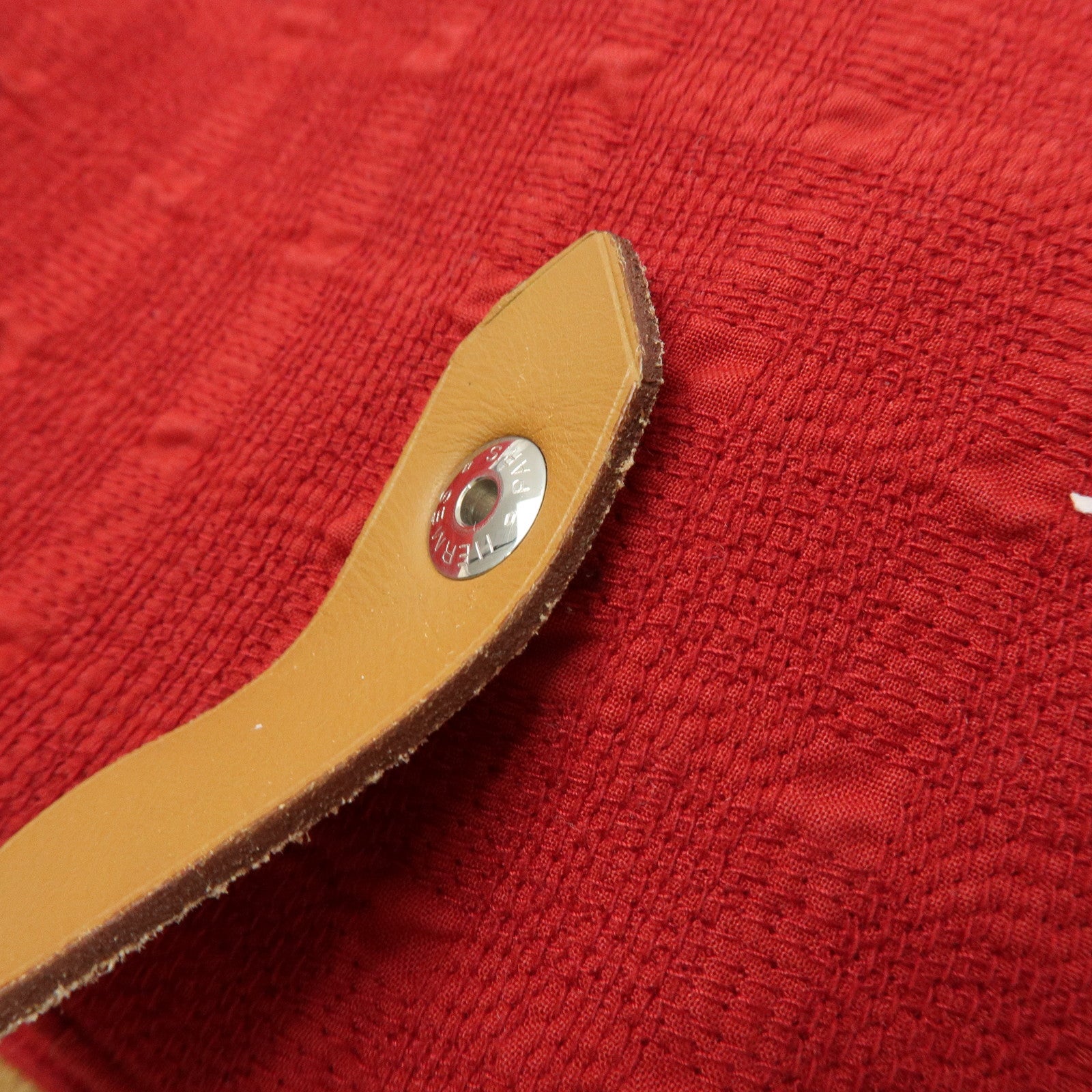 HERMES Amedaba GM Canvas Leather Tote Bag Hand Bag Red