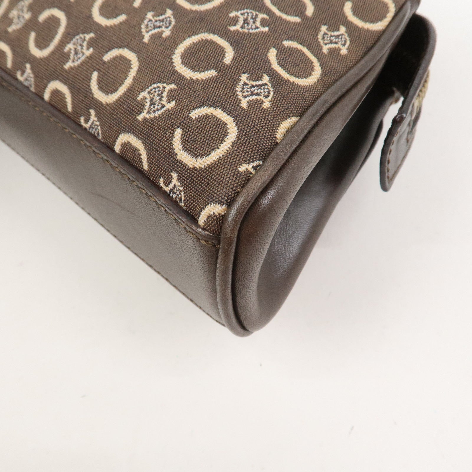 CELINE C Macadam Canvas Leather Hand Bag Brown