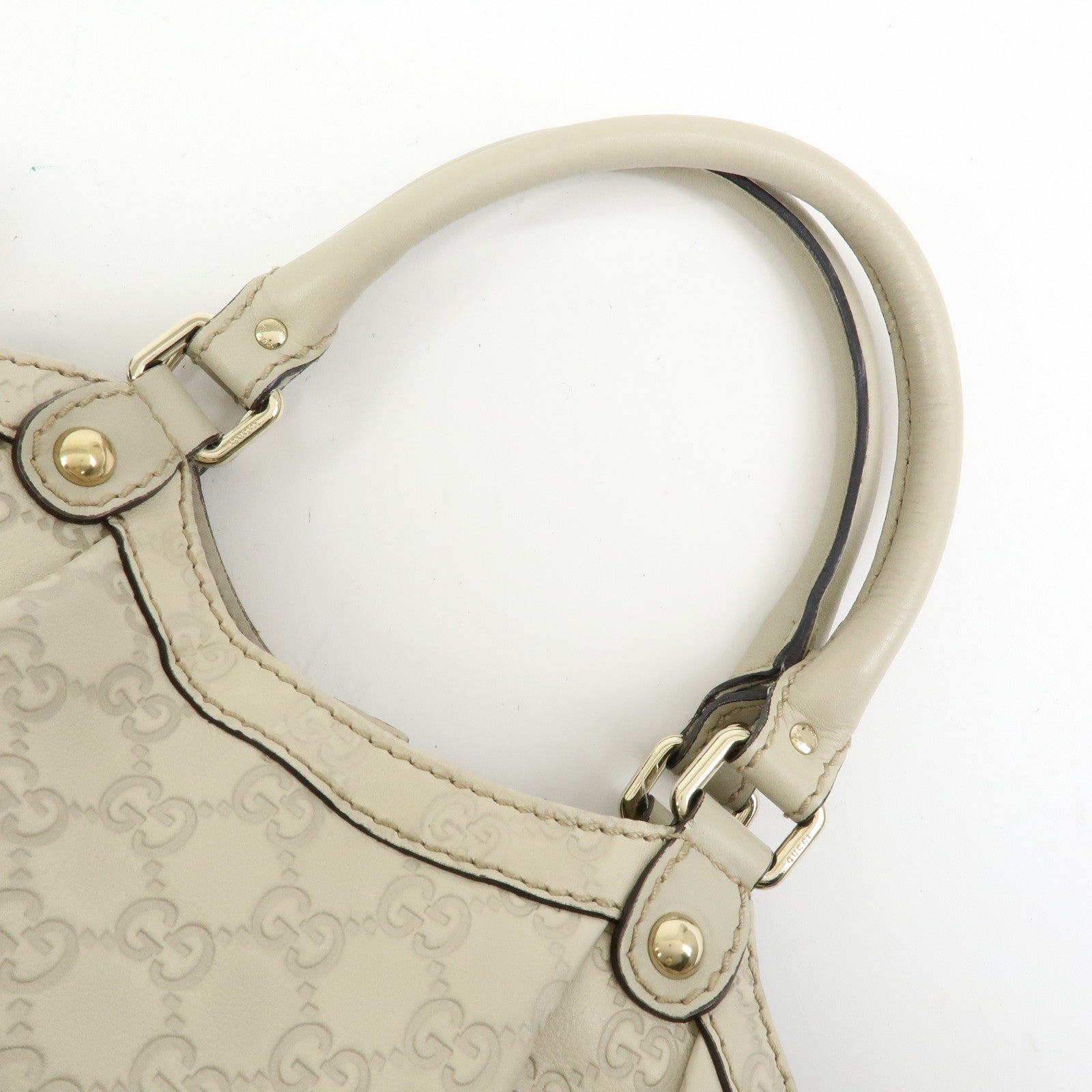 GUCCI Sukey Interlocking G Guccissima Leather Hand Bag Ivory 211944