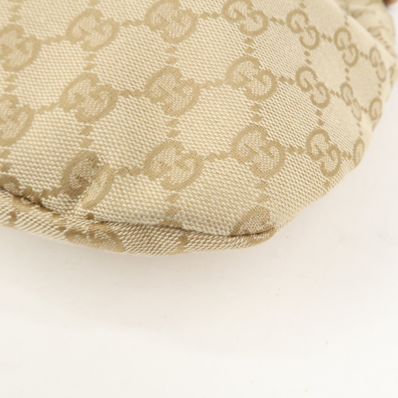 GUCCI Bamboo GG Canvas Leather Shoulder Bag Hand Bag Beige 124293
