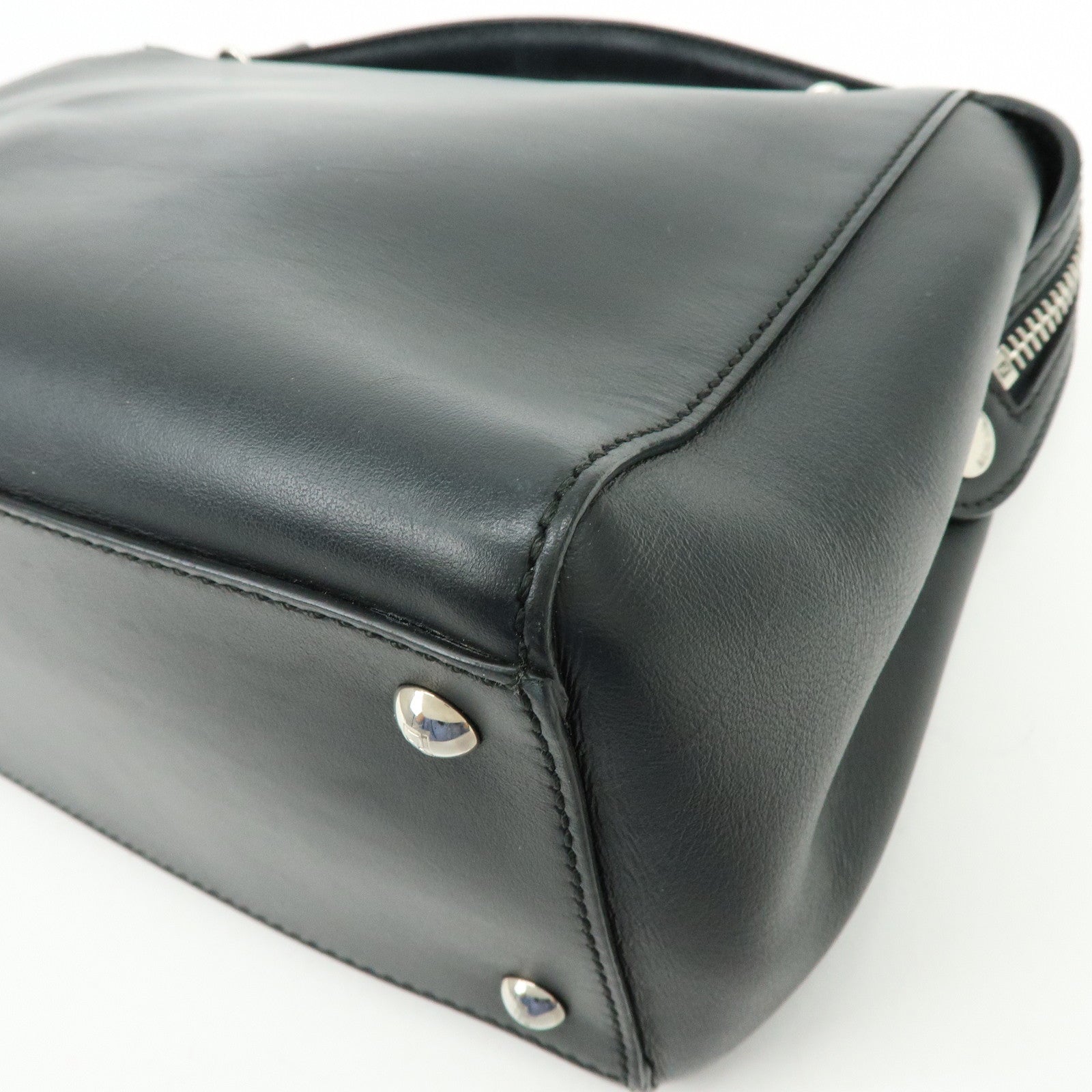 FENDI Dotcom Leather 2WAY Bag Hand Bag Shoulder Bag Black 8BN293