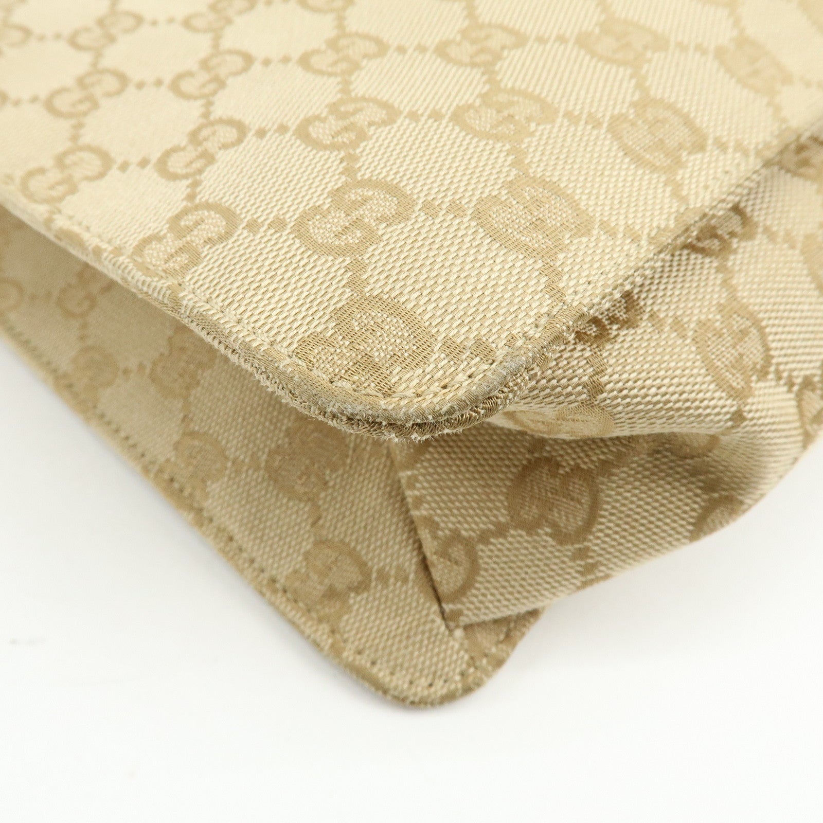 GUCCI GG Canvas Leather Shoulder Bag Crossbody Bag Beige Burgundy