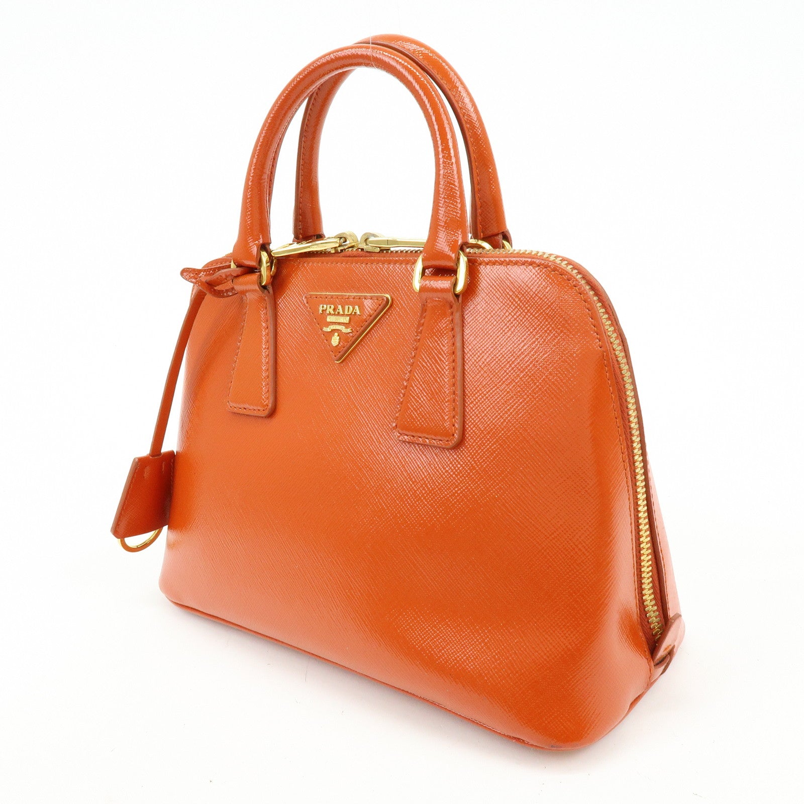 PRADA Triangle Logo Patent Leather 2Way Hand Shoulder Bag BL0838