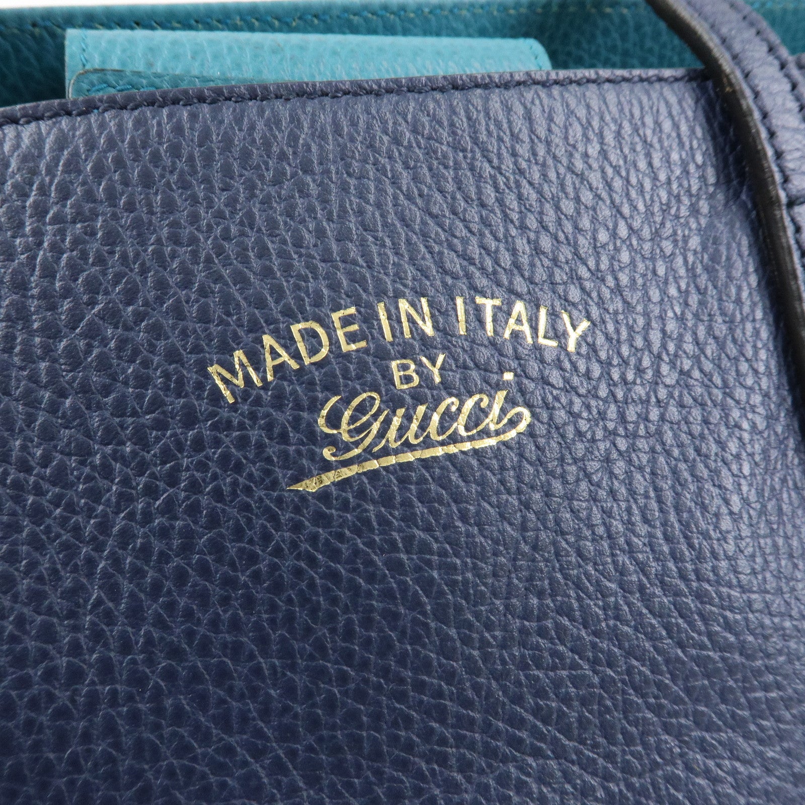 GUCCI Swing Calf Leather Shoulder Bag Tote Bag Blue 354408