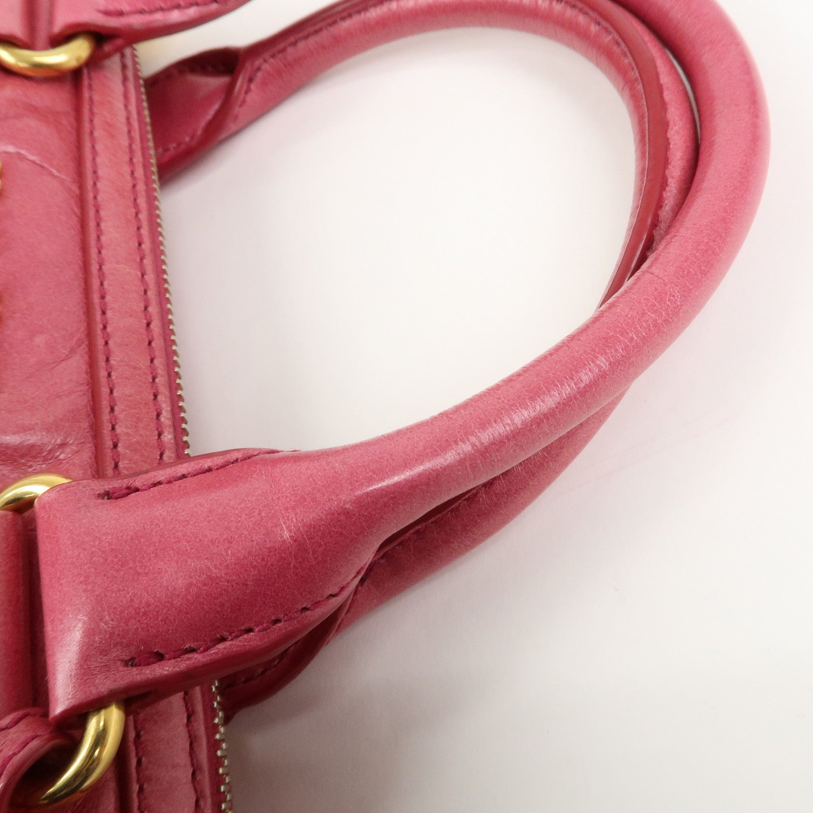 MIU MIU Logo Leather 2Way Bag Hand Bag Shoulder Bag Pink 5BB104