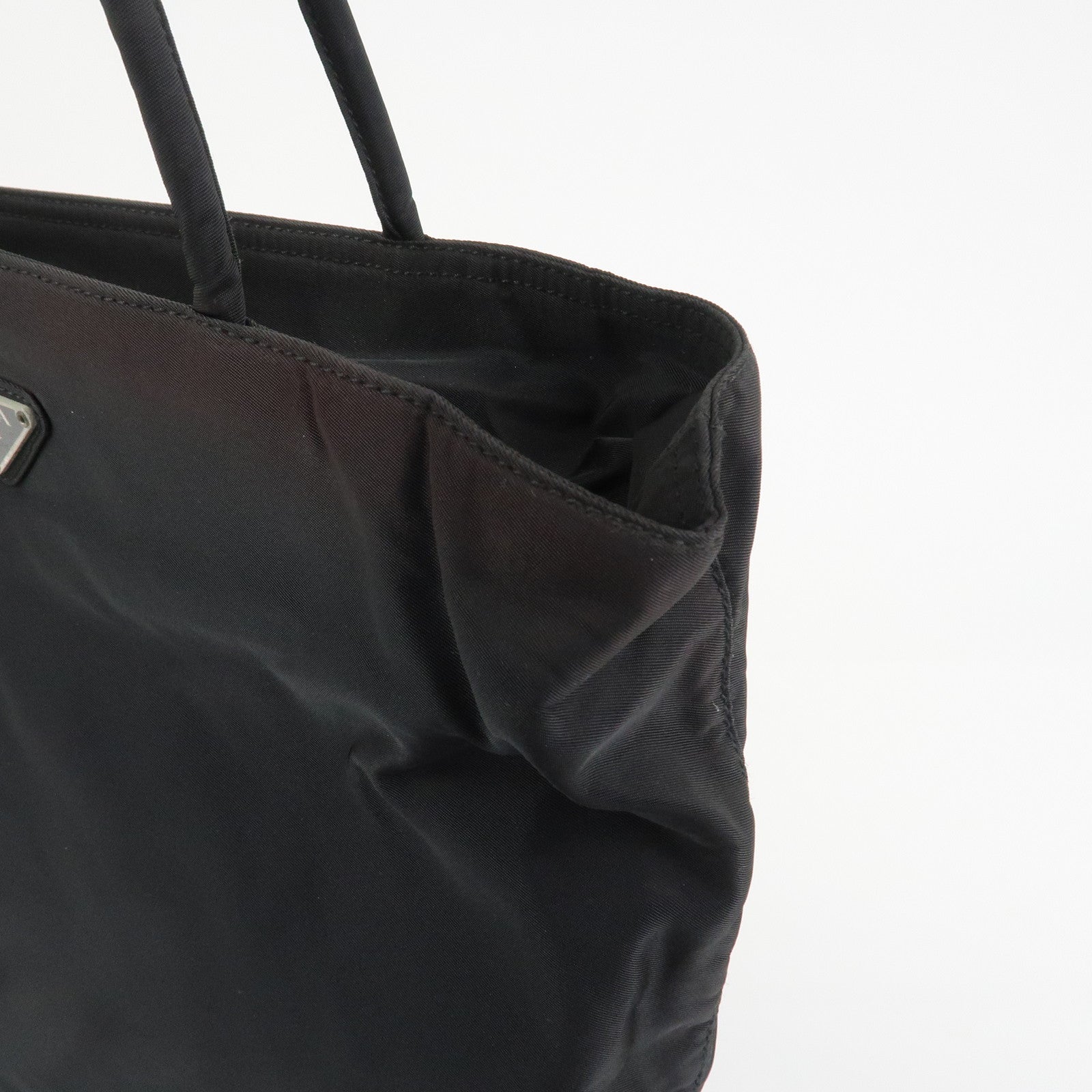 PRADA Triangle Logo Nylon Hand Bag Shoulder Bag Black H5692