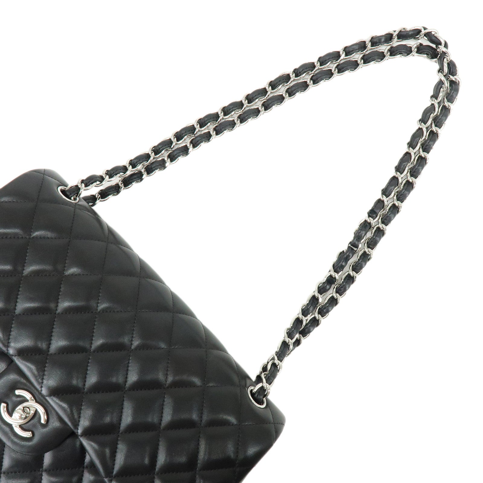CHANEL Matelasse 30 Double Flap Chain Shoulder Bag Black A58600
