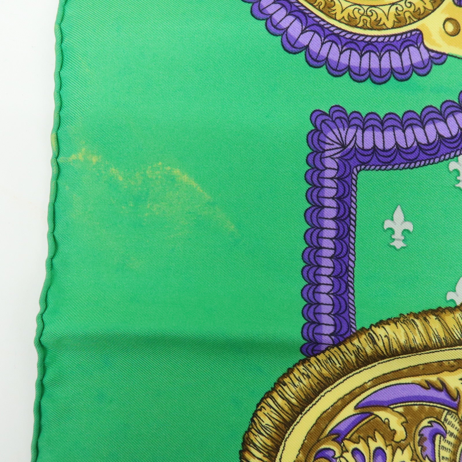HERMES Carre 90 Set of 2 Silk 100% Scarf Navy Ivory Green Purple