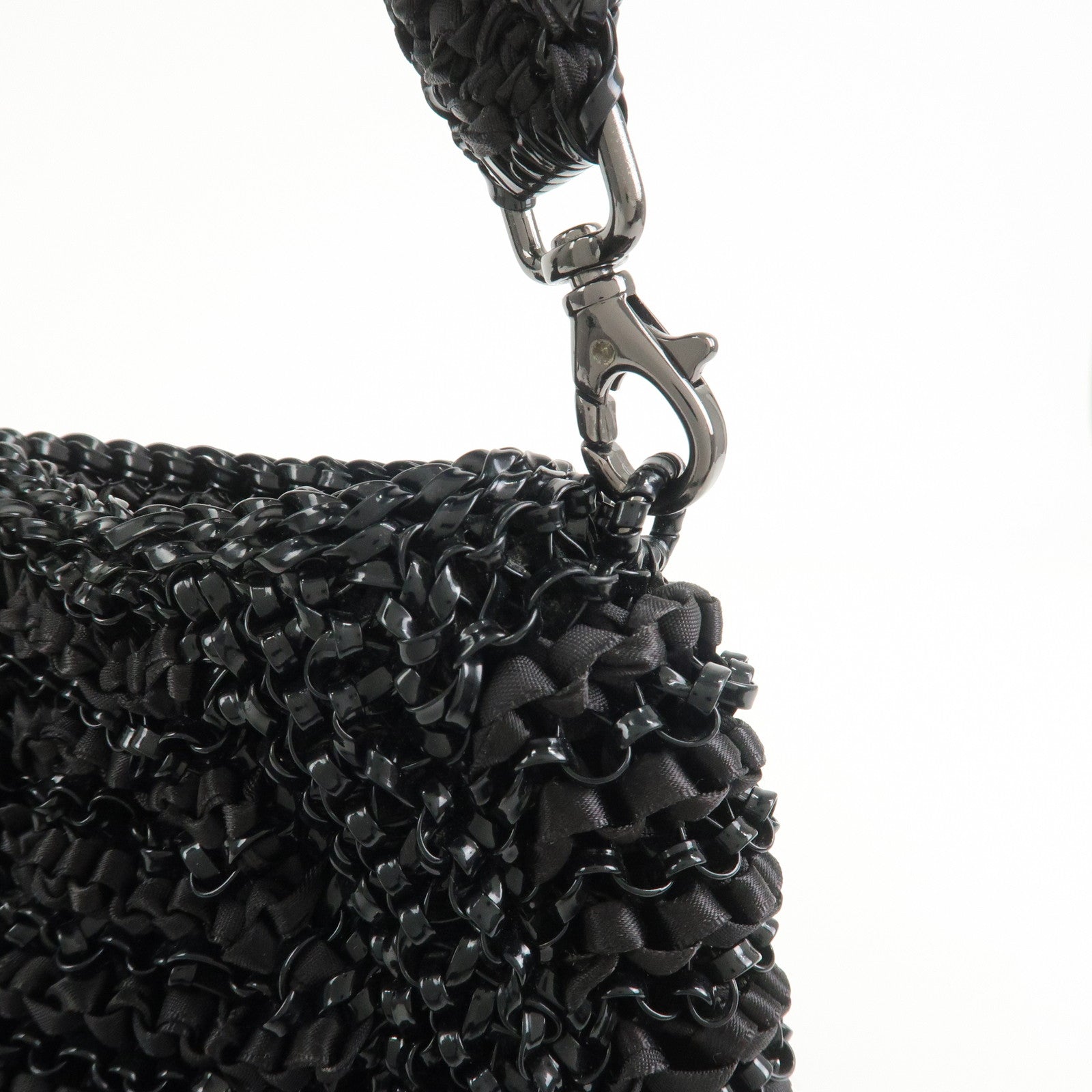 ANTEPRIMA Wire Bag PVC Satin Ribbon Shoulder Bag Hand Bag Black