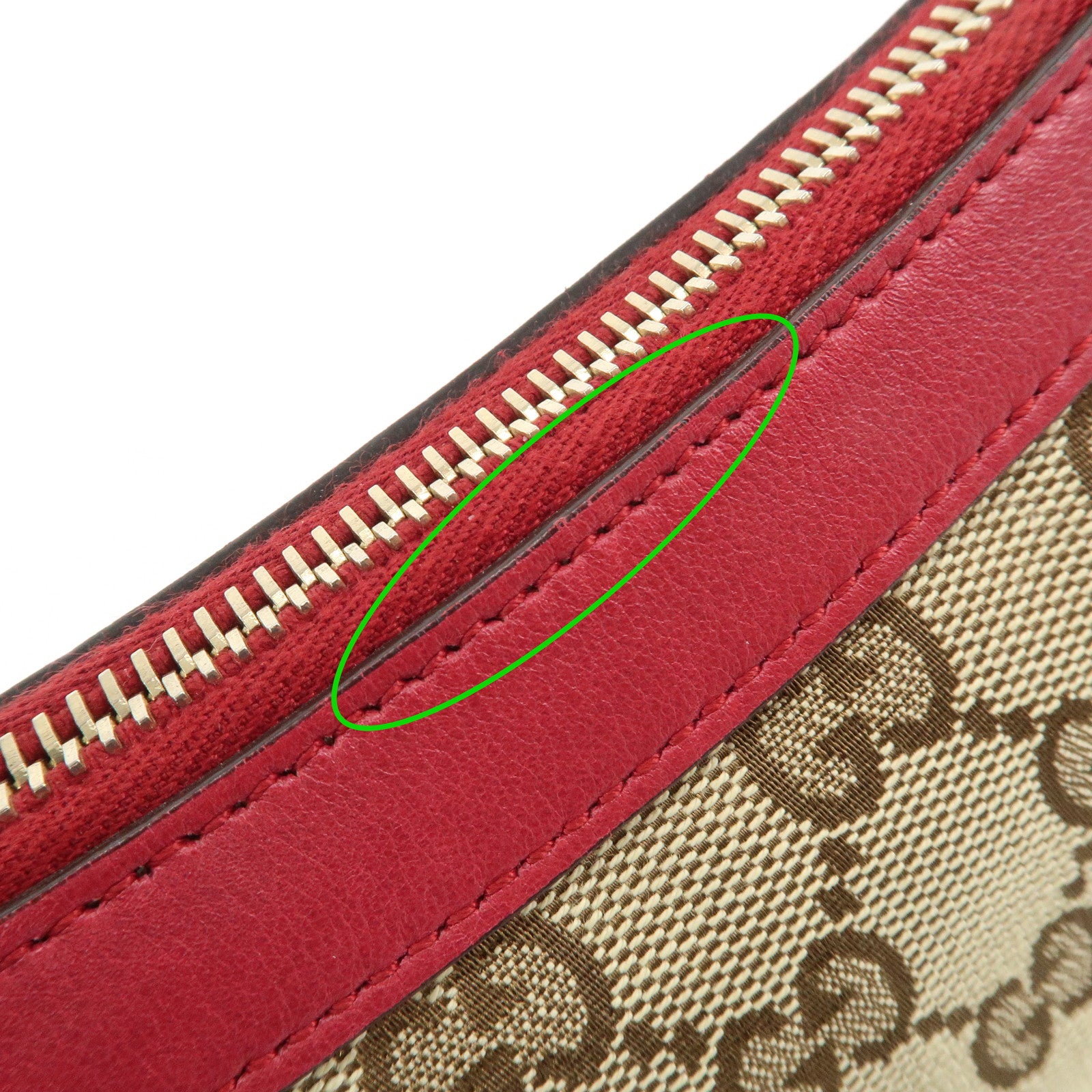 GUCCI Lovely Heart GG Canvas Leather Hand Bag Beige Red 245938 Used