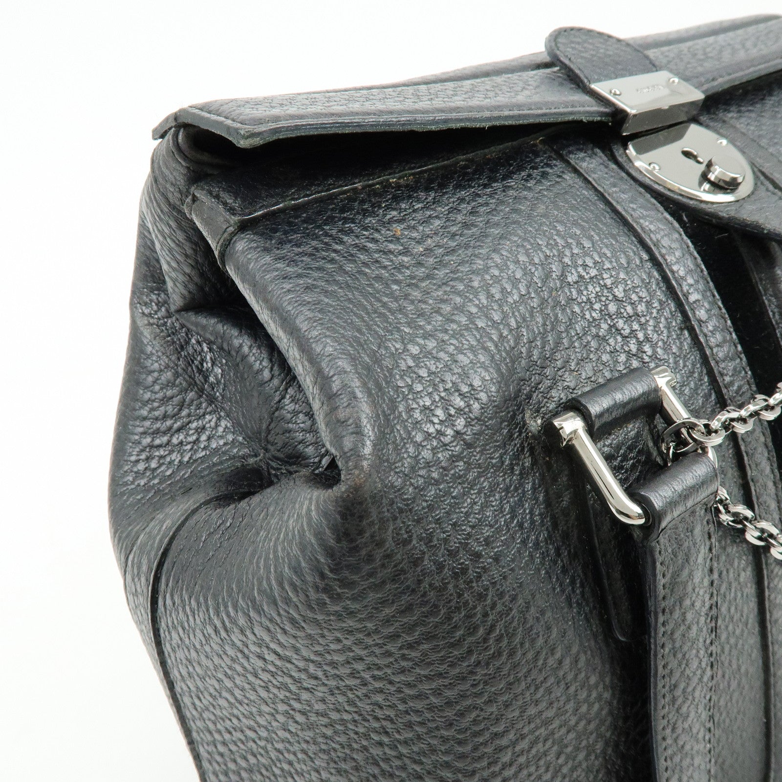 GUCCI Leather Velor Hand Bag Doctor's Bag Shoulder Bag Black 146002