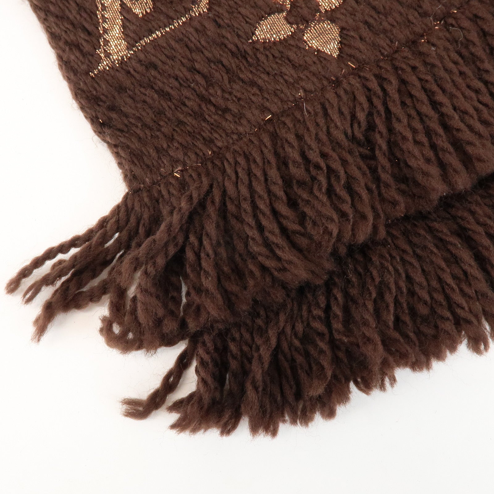 Louis Vuitton Echarpe Logomania Shine Wool Silk Scarf Brown M71383