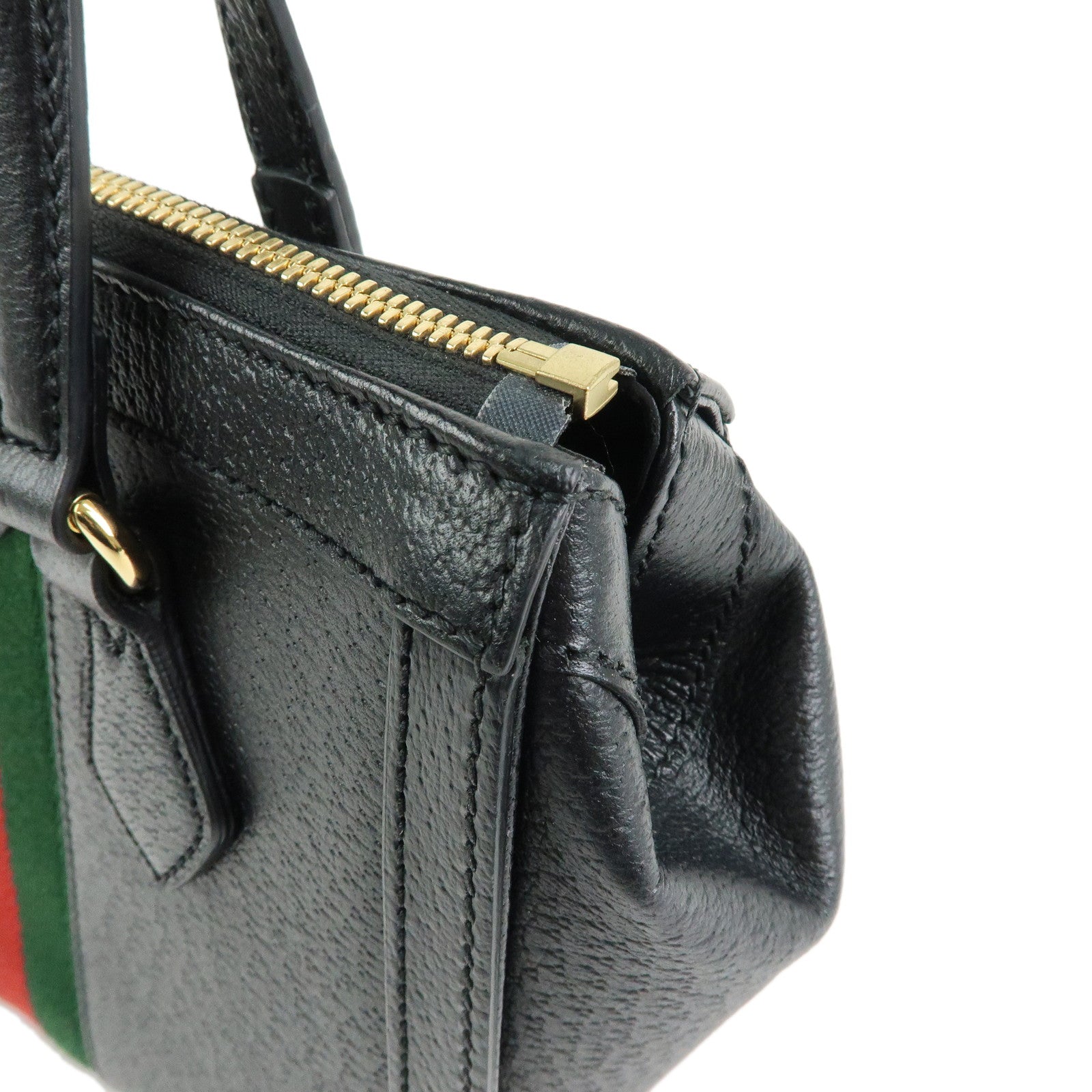 GUCCI Ophidia Sherry Leather 2Way Bag Hand Bag Black 719882