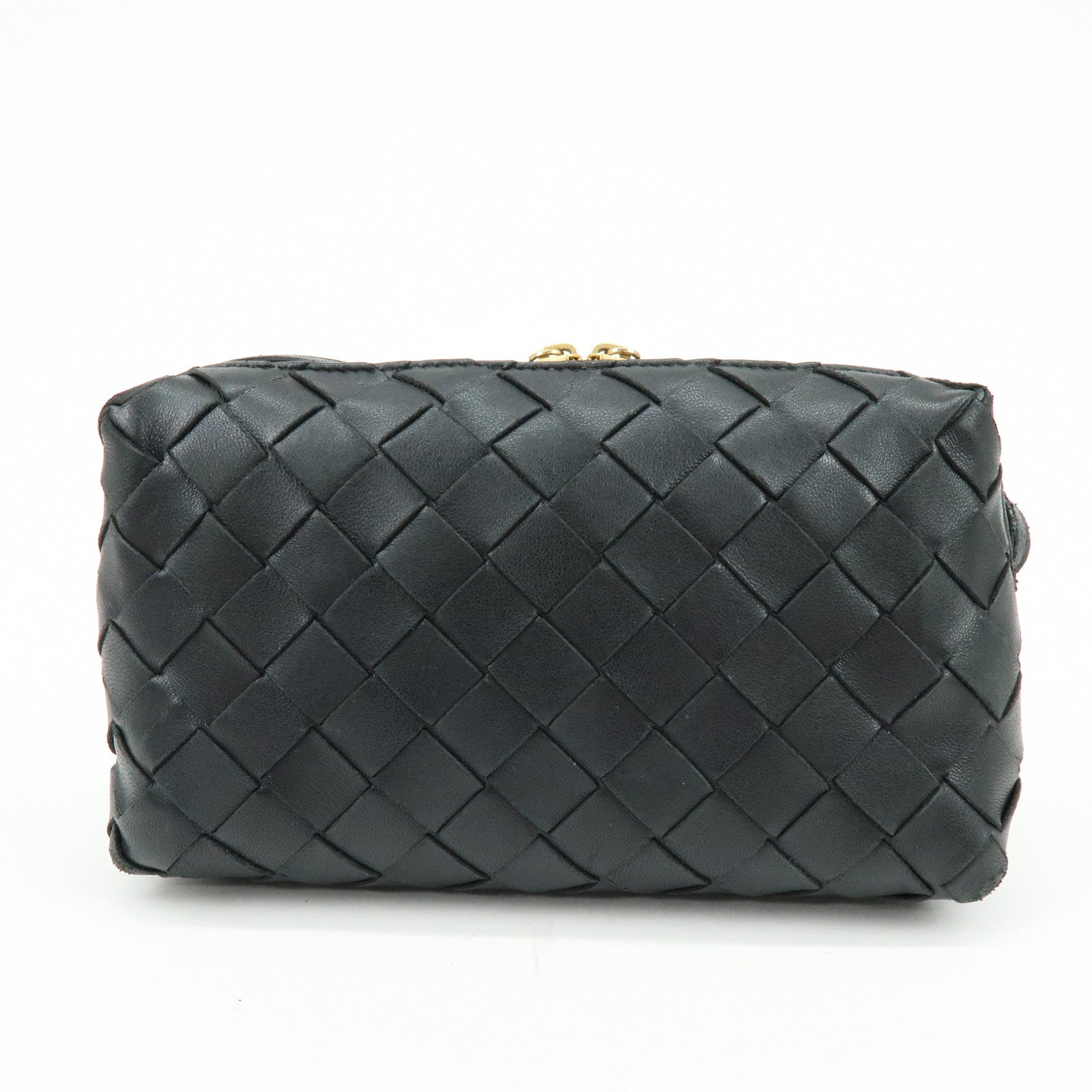 BOTTEGA VENETA Intrecciato Leather Shoulder Bag Crossbody Bag Black