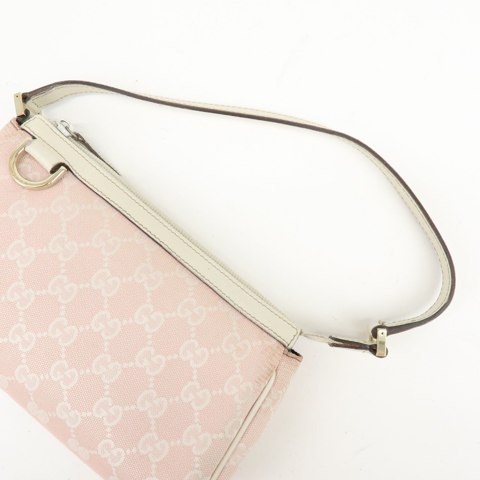 Gucci Abbey GG Canvas Leather Accessory Pouch Hand Bag Pink 145750