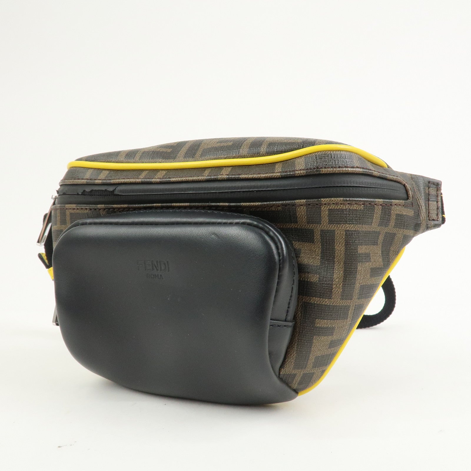 FENDI Zucca Seleria Logo PVC Leather Waist Bag Body Bag 7VA446