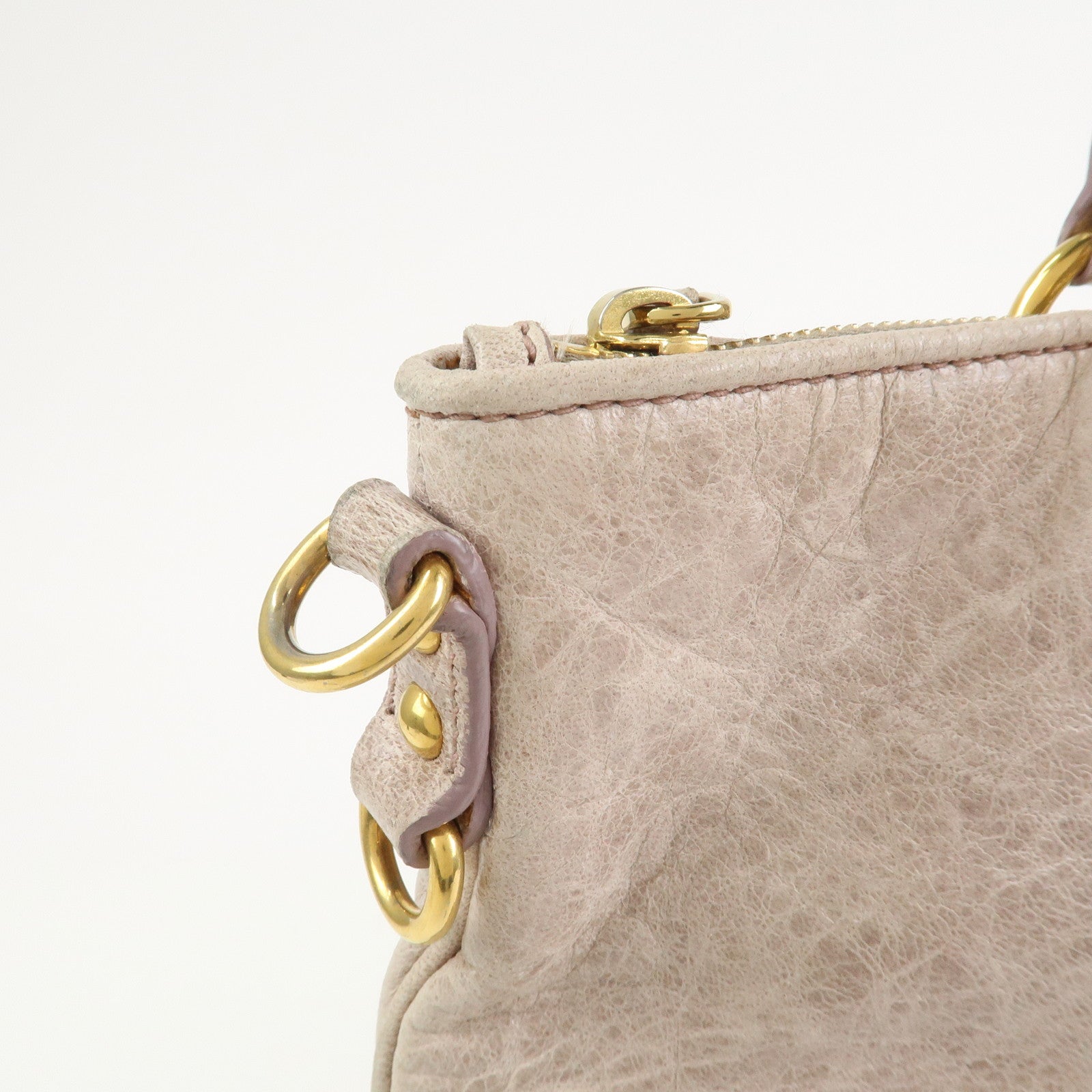 MIU MIU Logo Leather  2Way Bag Hand Bag Shoulder Bag Ivory