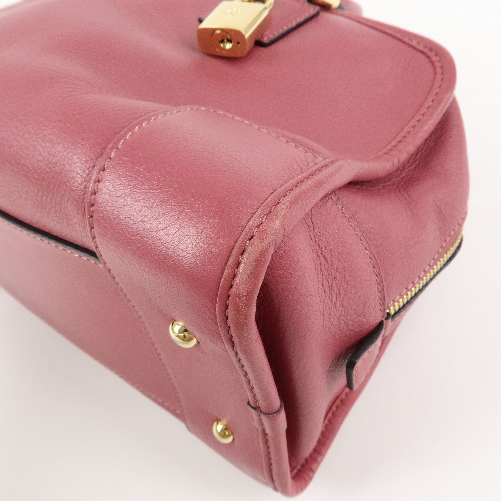 LOEWE Anagram Amazona 28 Leather Hand Bag Pink Used