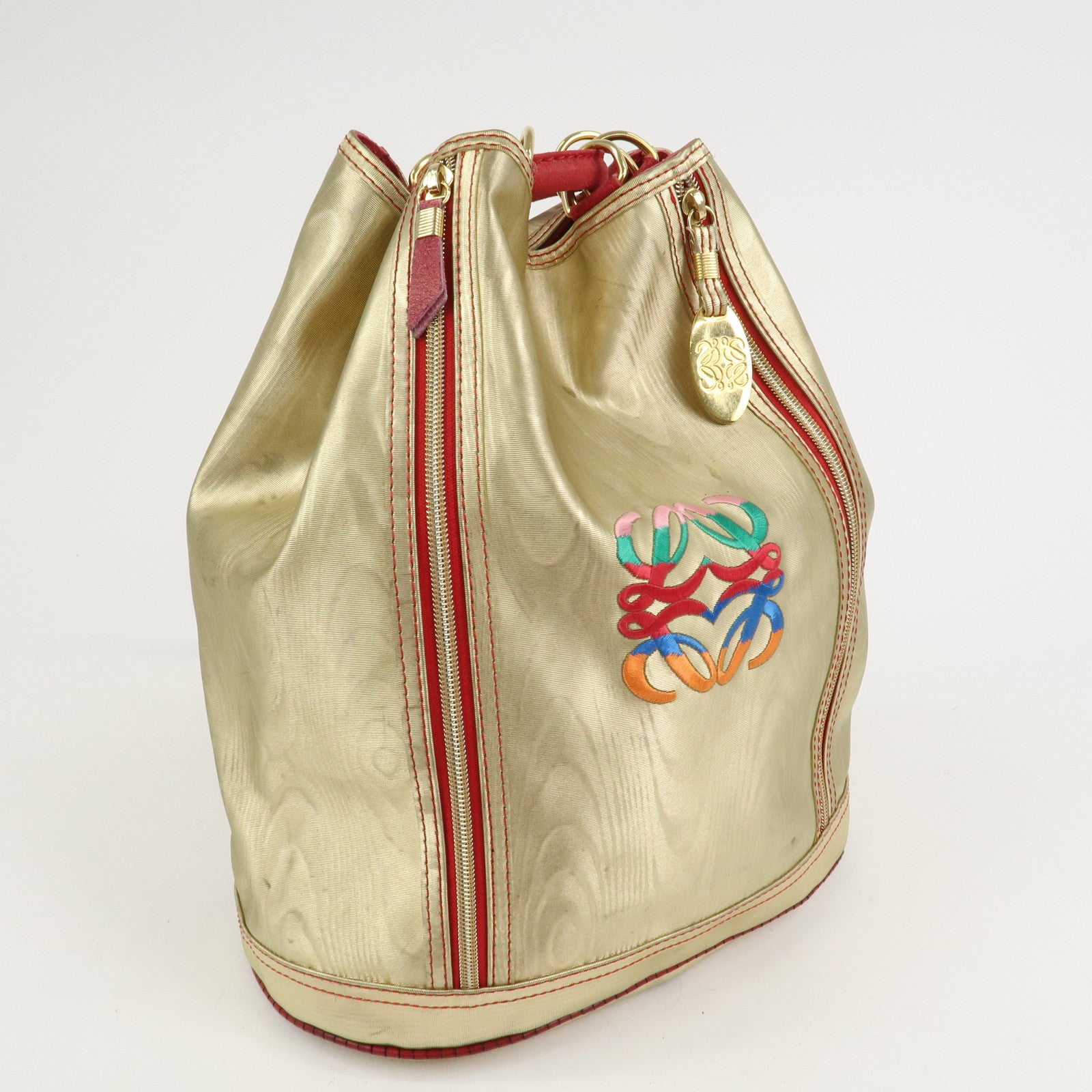 LOEWE Anagram PVC Leather Backpack Shoulder Bag Gold