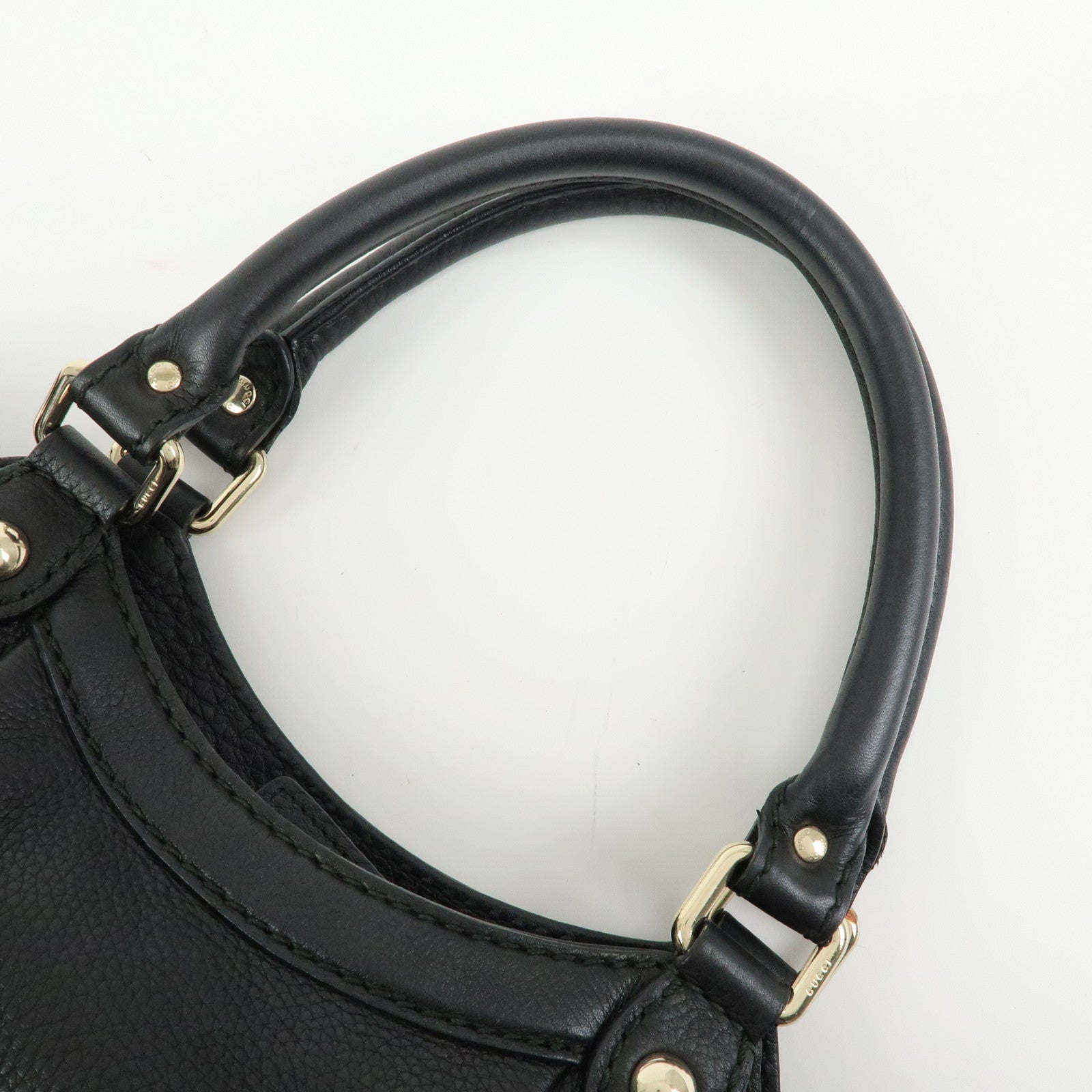 GUCCI Sukey Interlocking G Leather Tote Hand Bag Black 211944