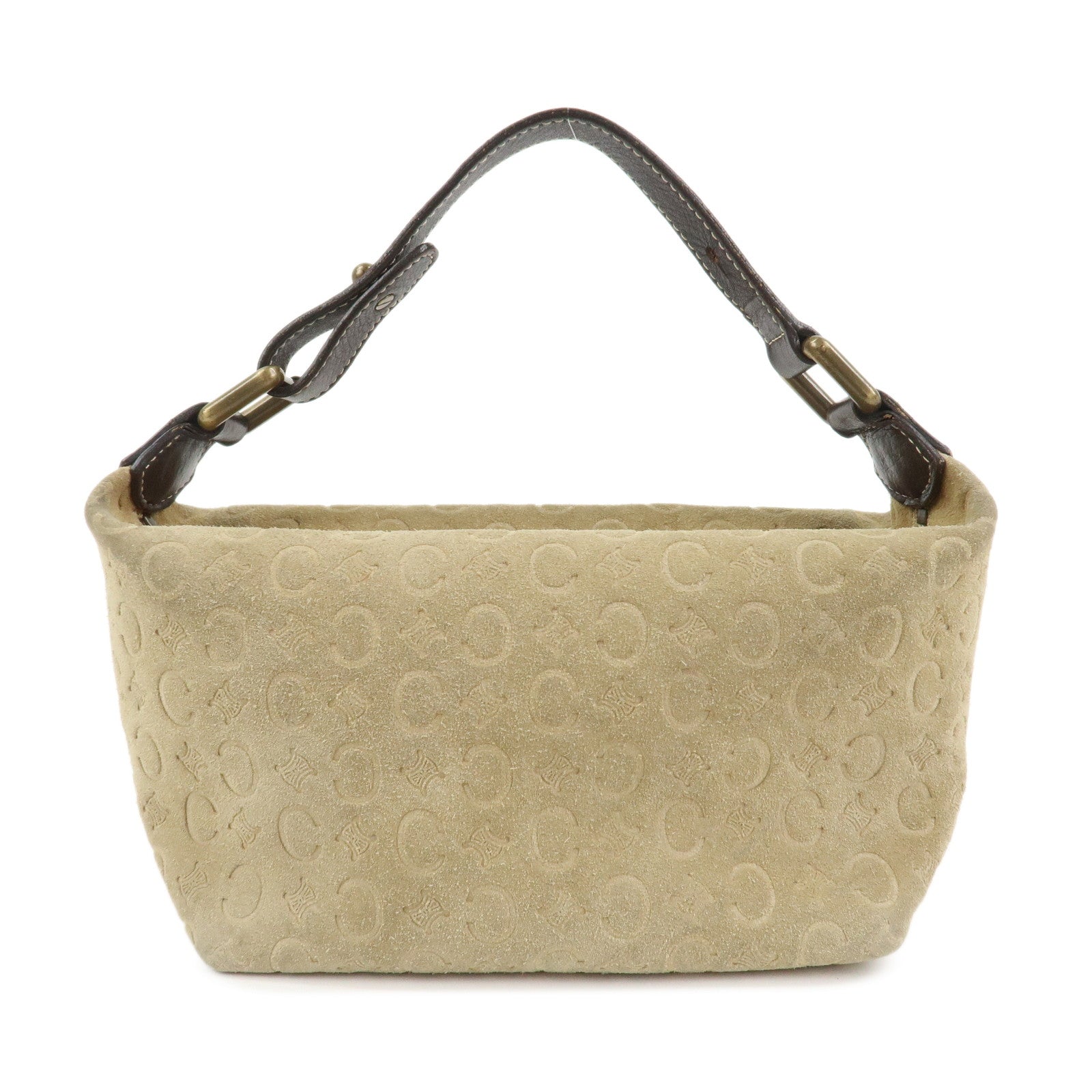 CELINE C Macadam Suede Leather Hand Bag Beige