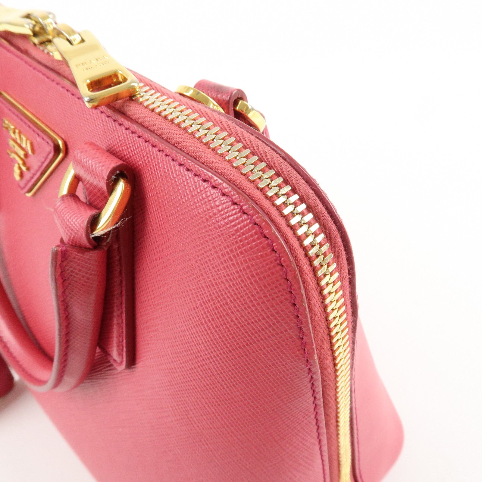 PRADA Promenade Small Saffiano Leather 2Way Bag Hand Bag Pink BL0838 Used