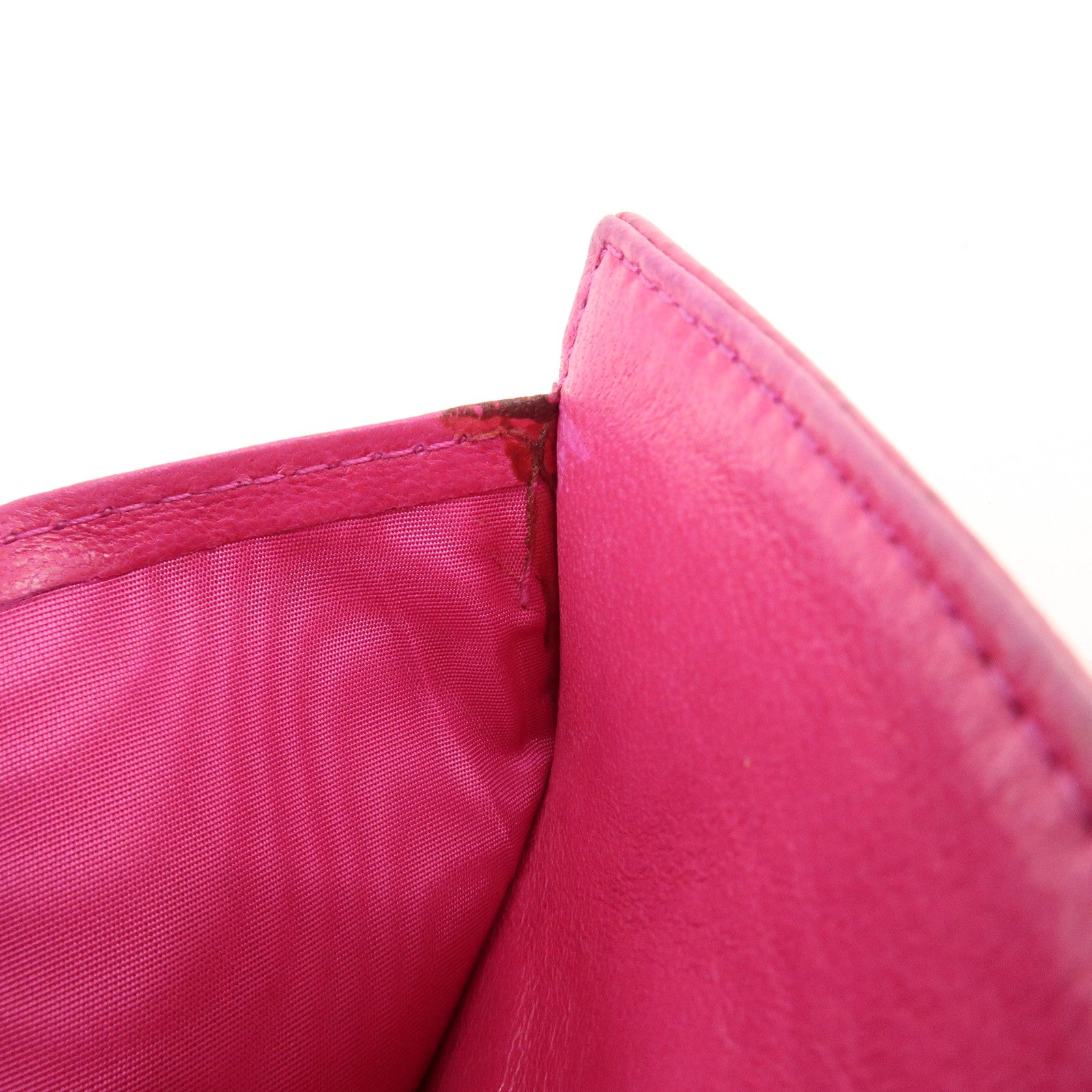 CHANEL COCO Mark Caviarskin Double Hook Bi-fold Wallet Pink