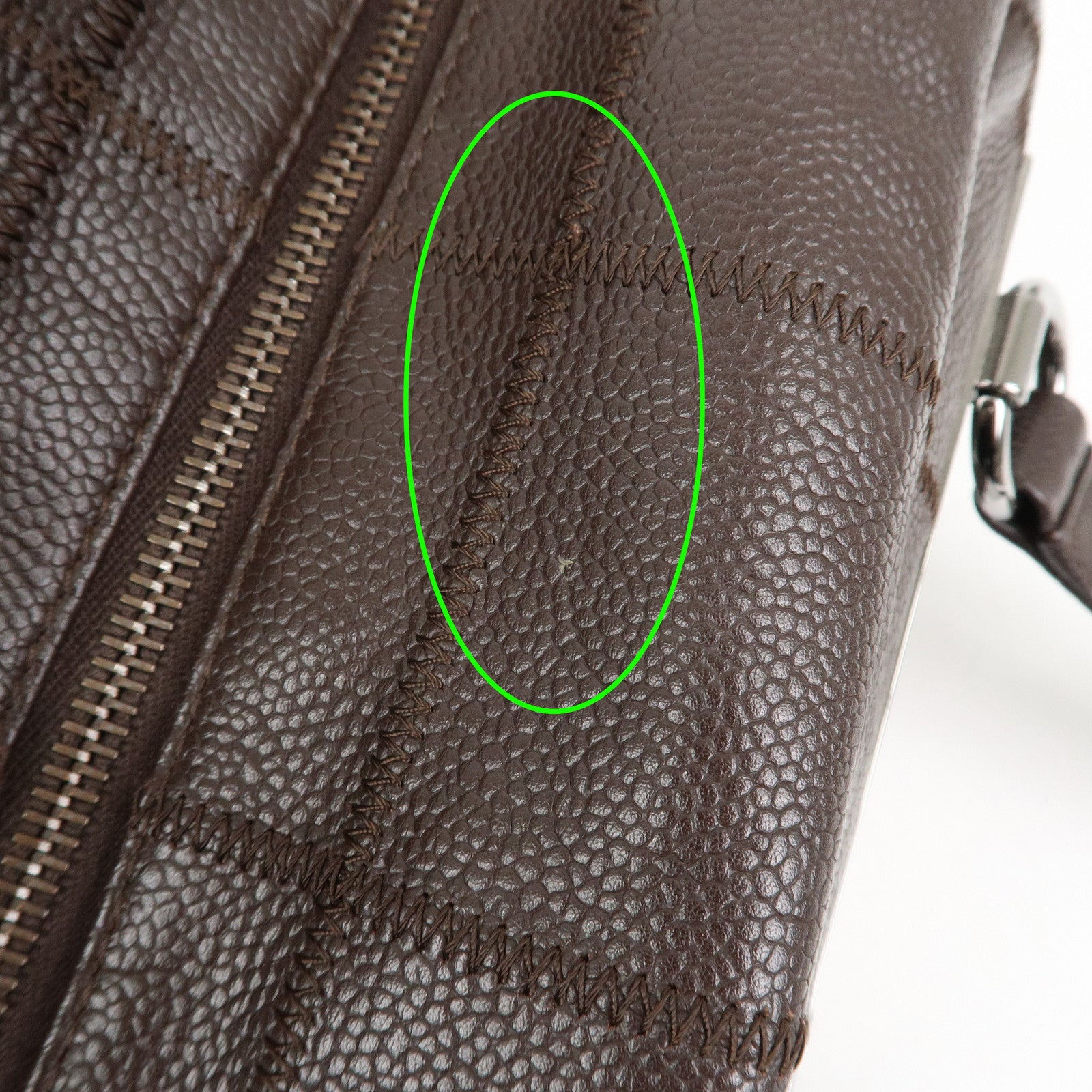 CHANEL Chocolate Bar Caviarskin Boston Bag Shoulder Bag Brown A26135