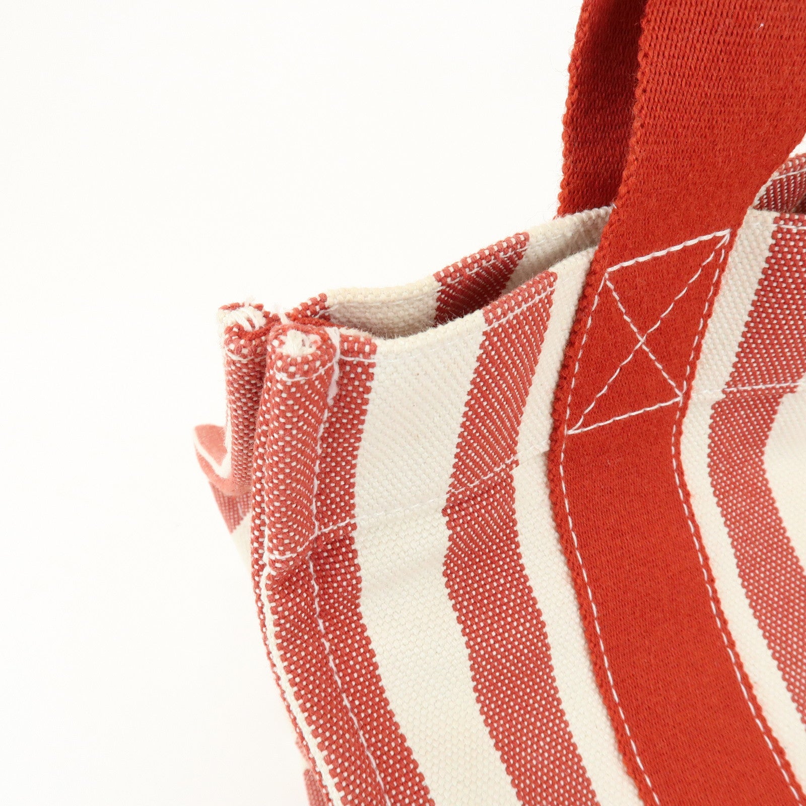 HERMES Canvas Cannes PM Tote Bag Hand Bag Red White