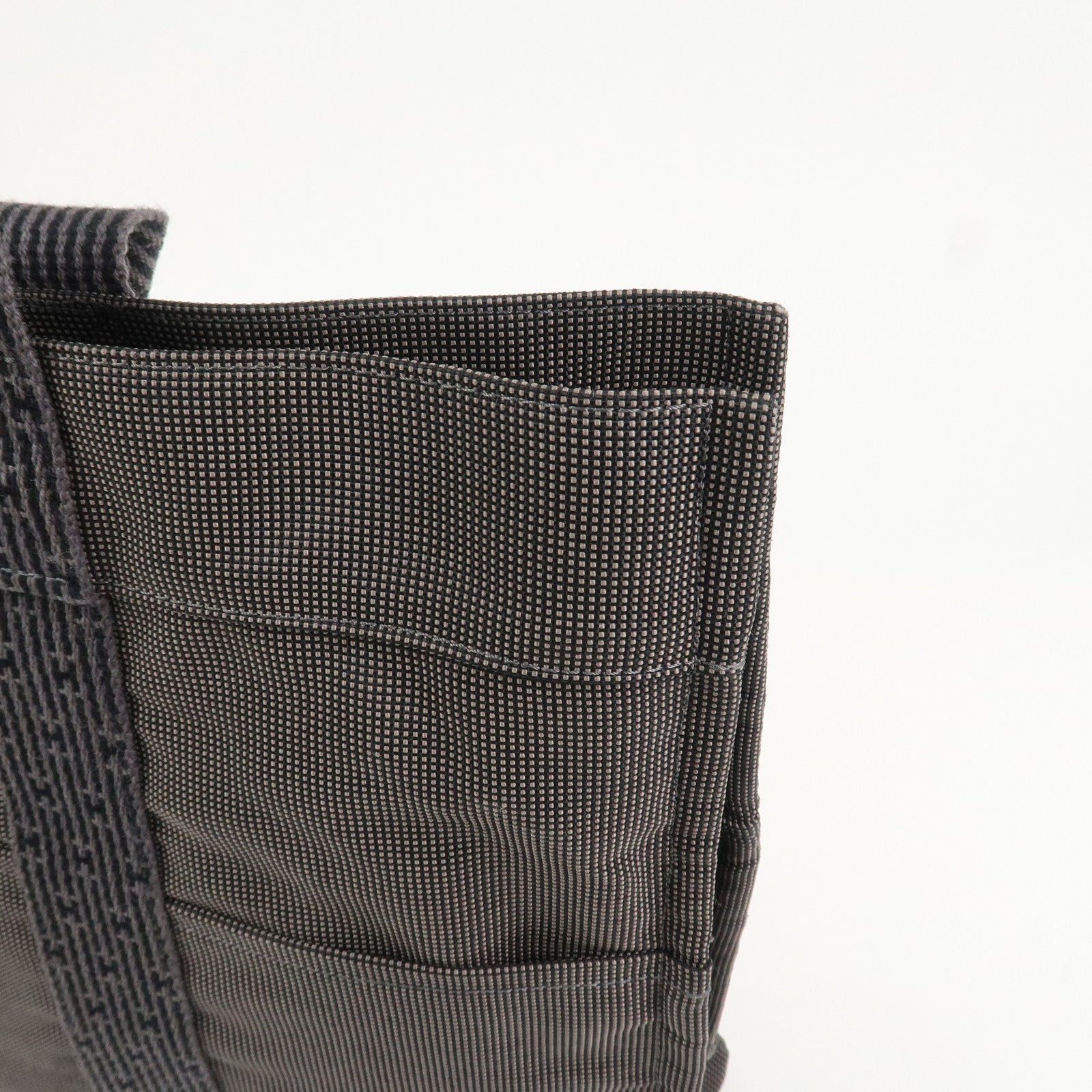 HERMES Herline MM Nylon Canvas Tote Bag Hand Bag Black