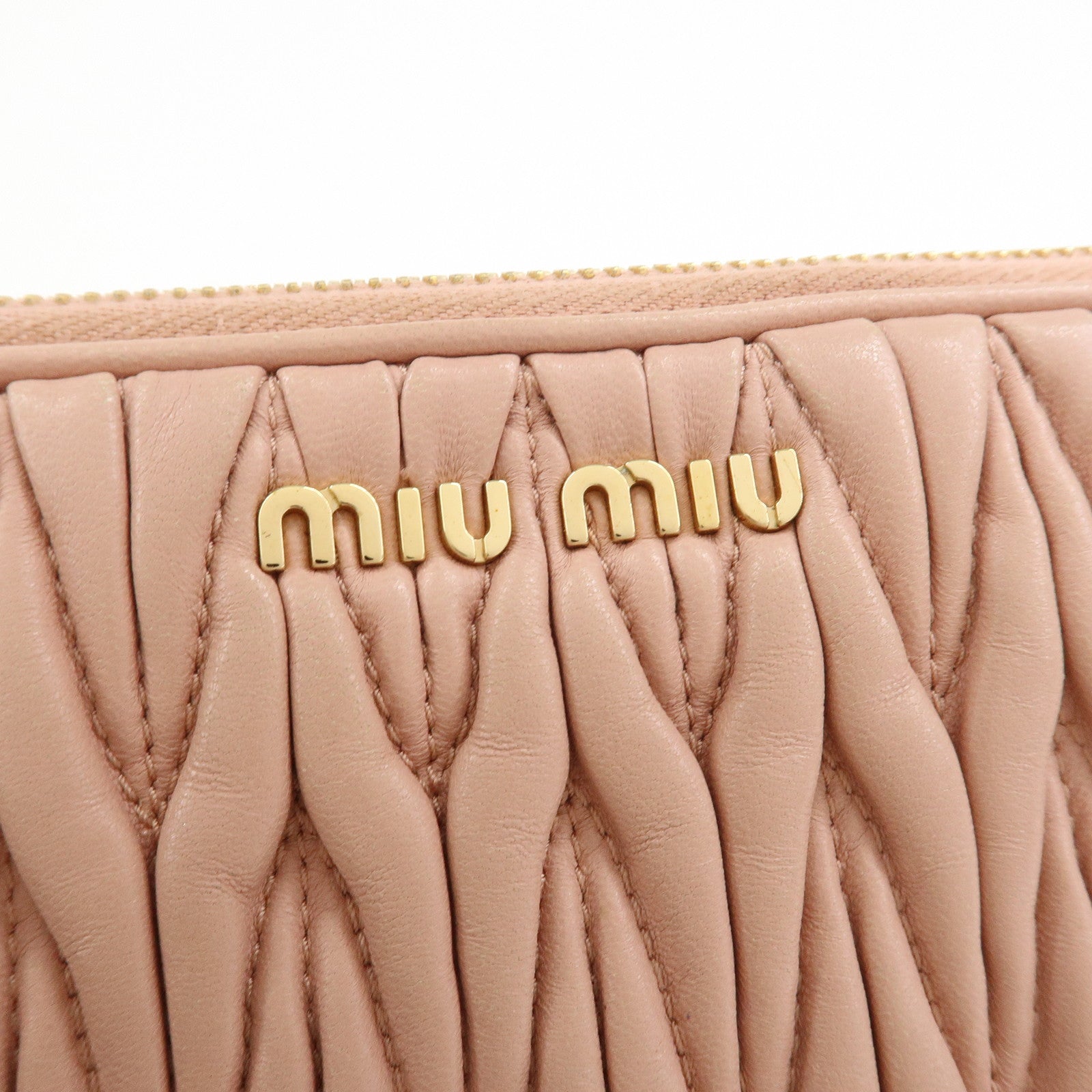 MIU MIU Matelasse Leather Chain Shoulder Bag Crossbody Bag Pink