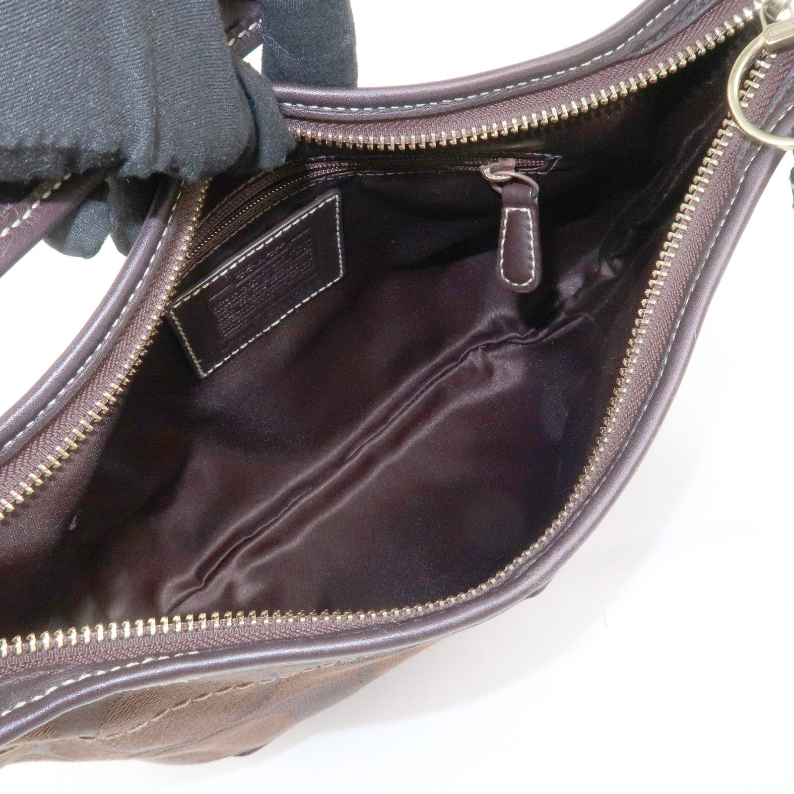 COACH Set Of 2 Canvas Leather Shoulder Bag Hand Bag Brown Beige