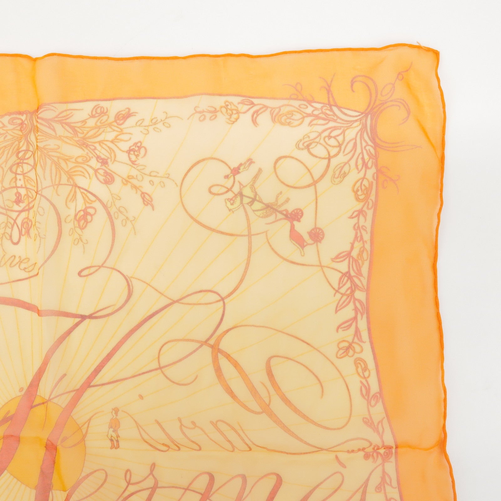 HERMES Carre 45 Silk 100% Scarf EFFLUVES Orange
