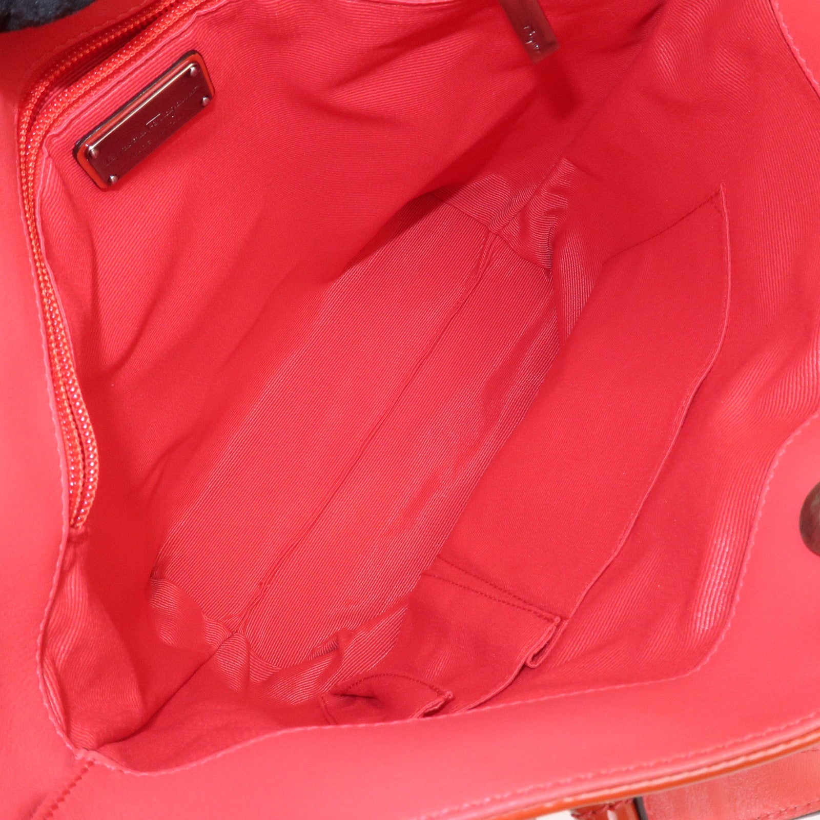 Ferragamo Vara Patent Leather Shoulder Bag Orange